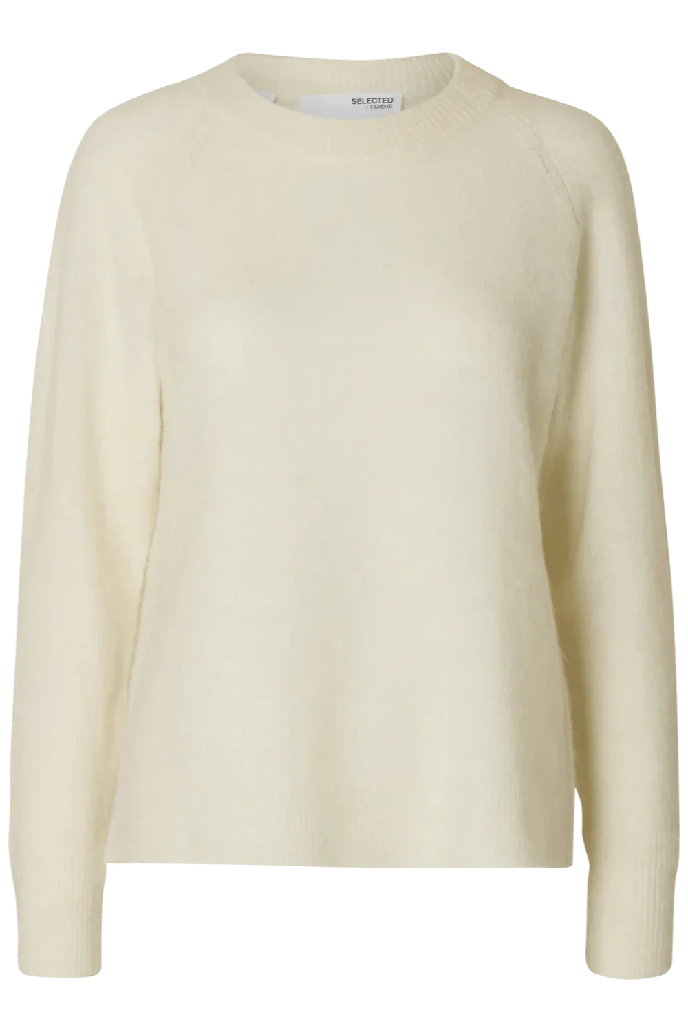 Lulu Ls Knit O-Neck Snow White Melange - Image 2