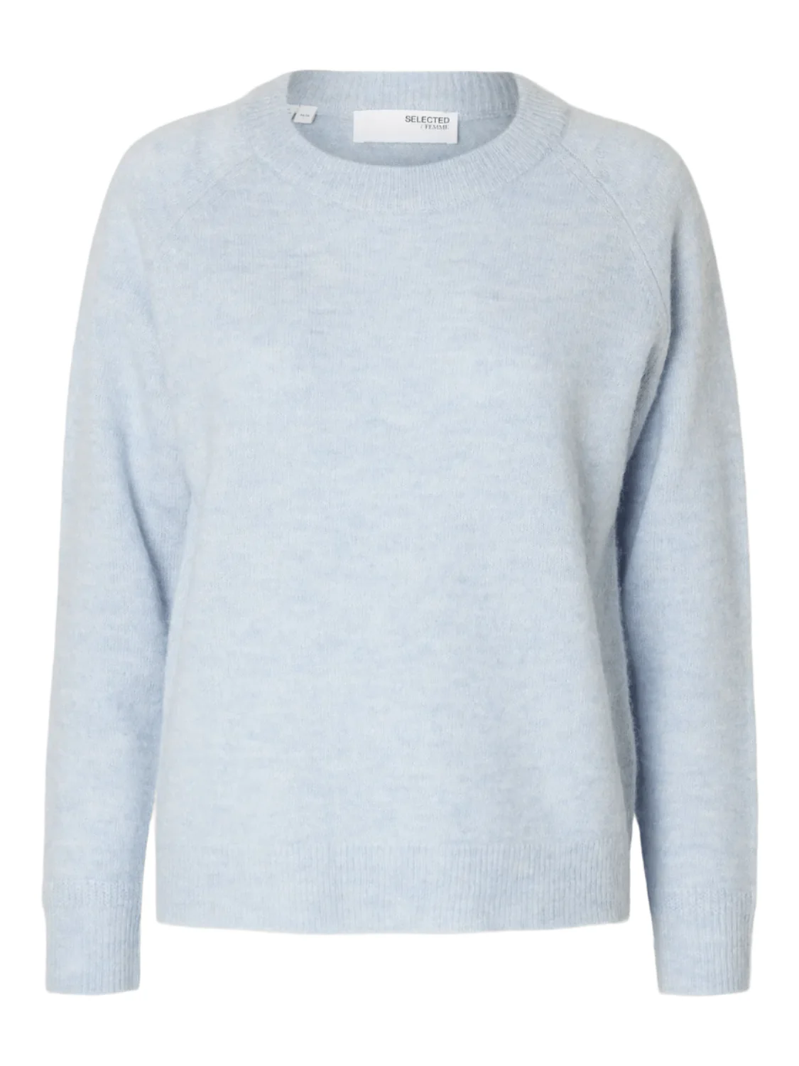 Lulu Ls Knit O-Neck Cashmere Blue Melange
