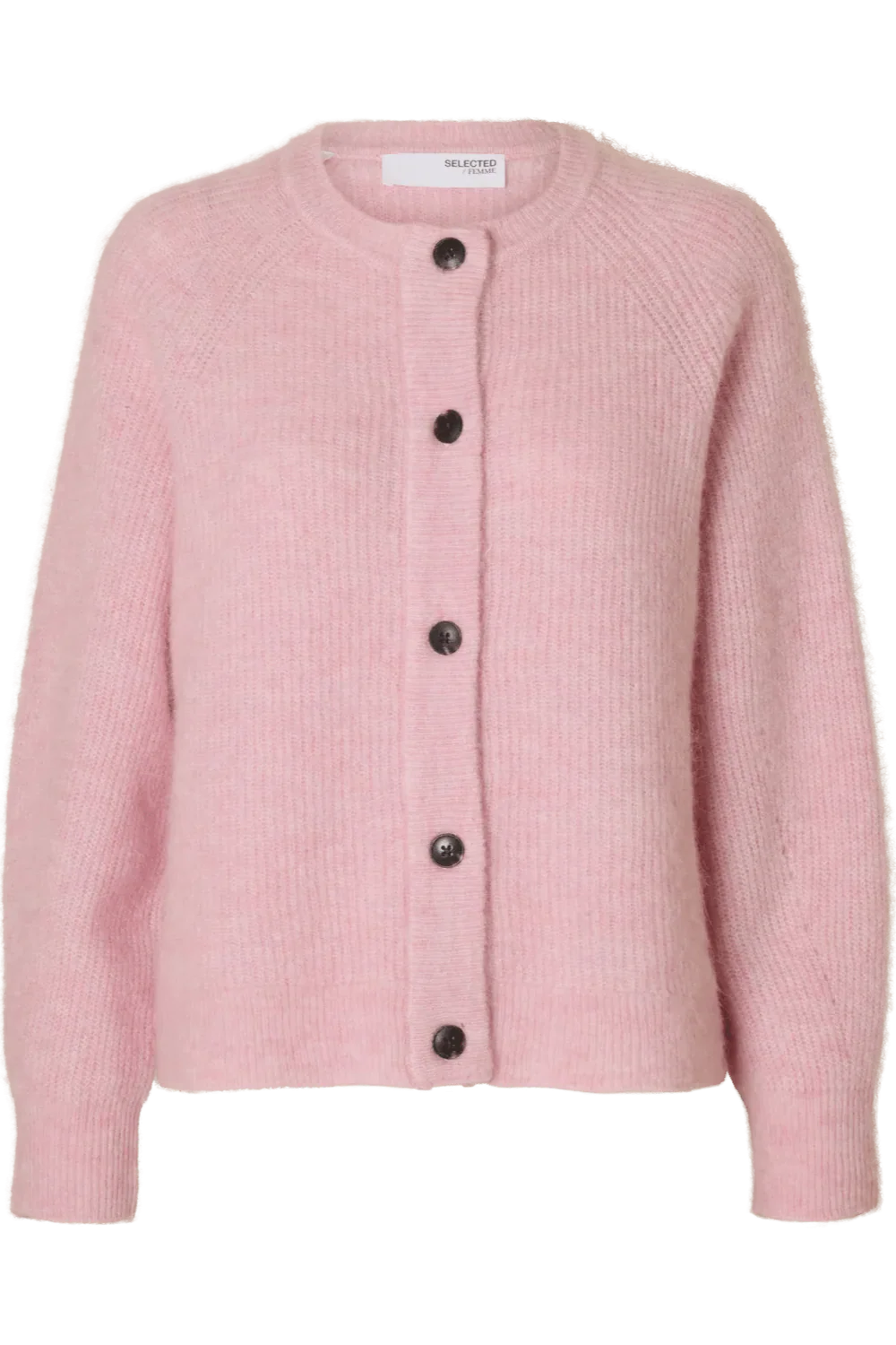 Lulu Ls Knit Short Cardigan Bleached Mauve Melange - Image 2