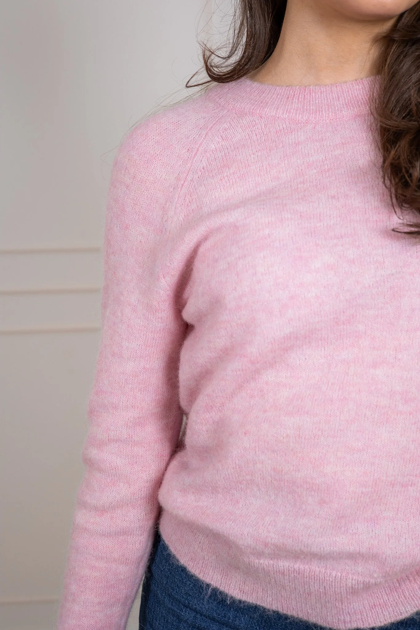 Lulu Ls Knit O-Neck Bleached Mauve Melange - Image 5