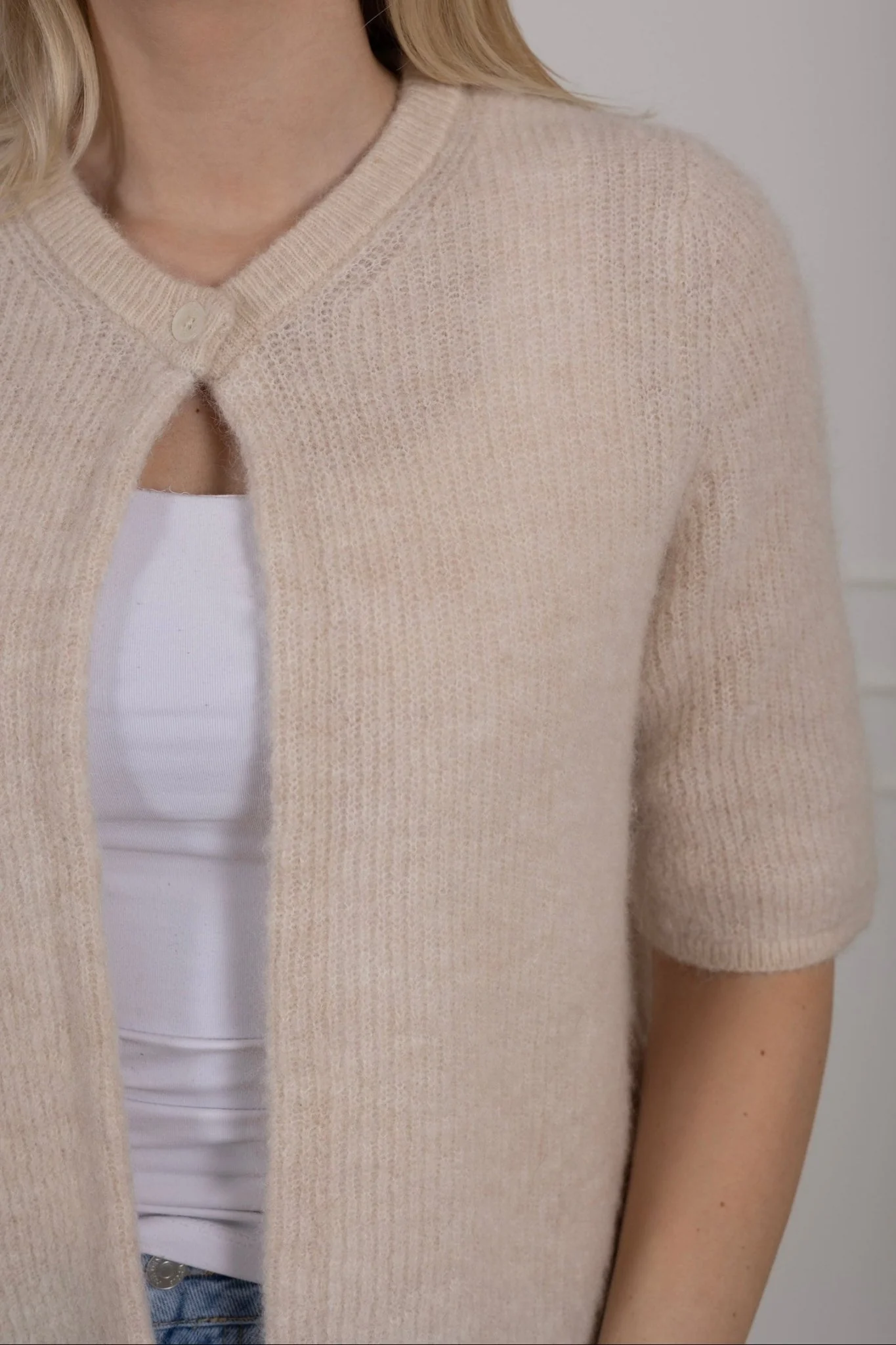 Sia Ras 2/4 Rib Knit Cardigan Birch Melange - Image 5