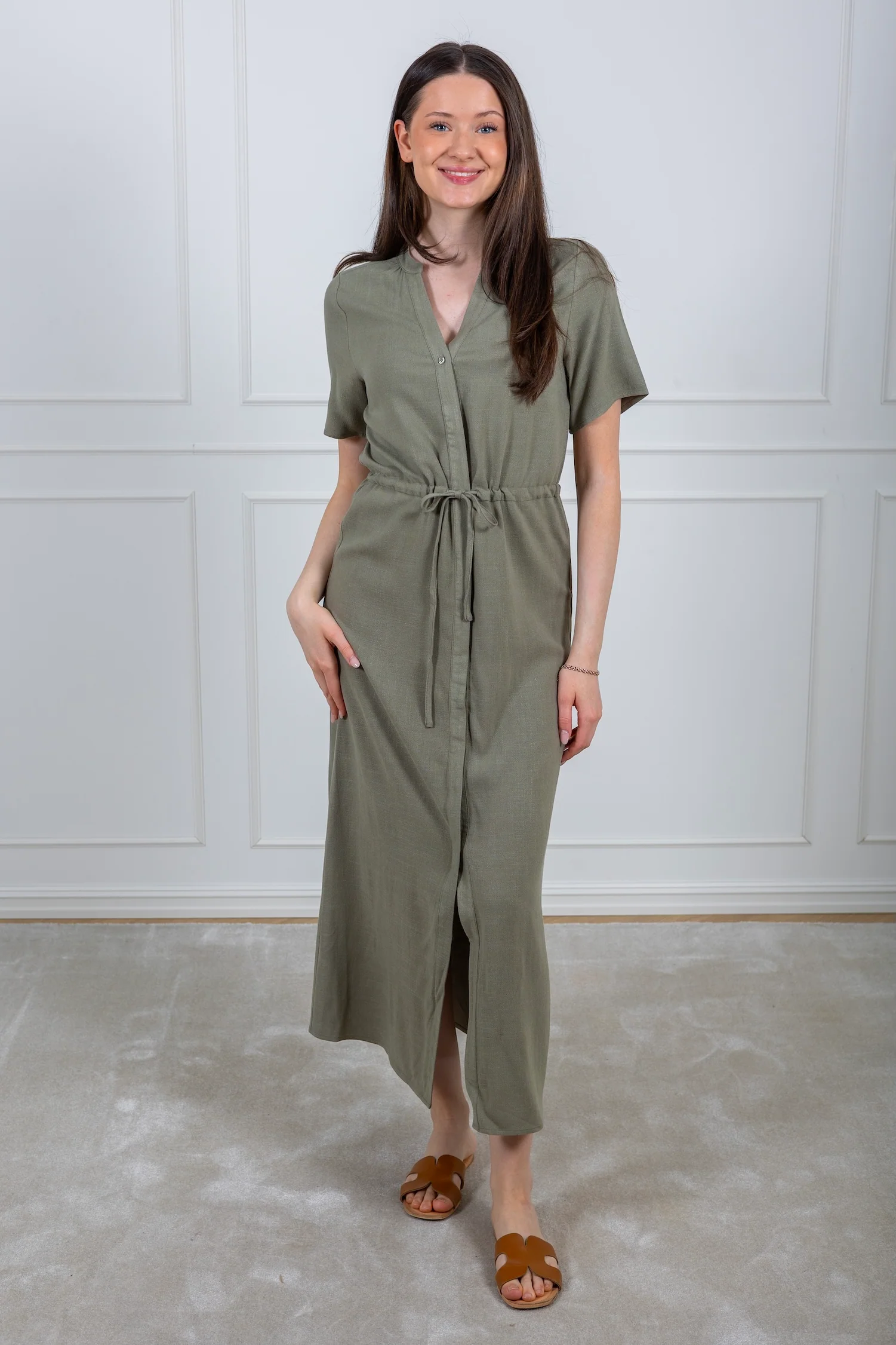 Viva-Damina Ss Ankle Sun Dress Vetiver - Image 3