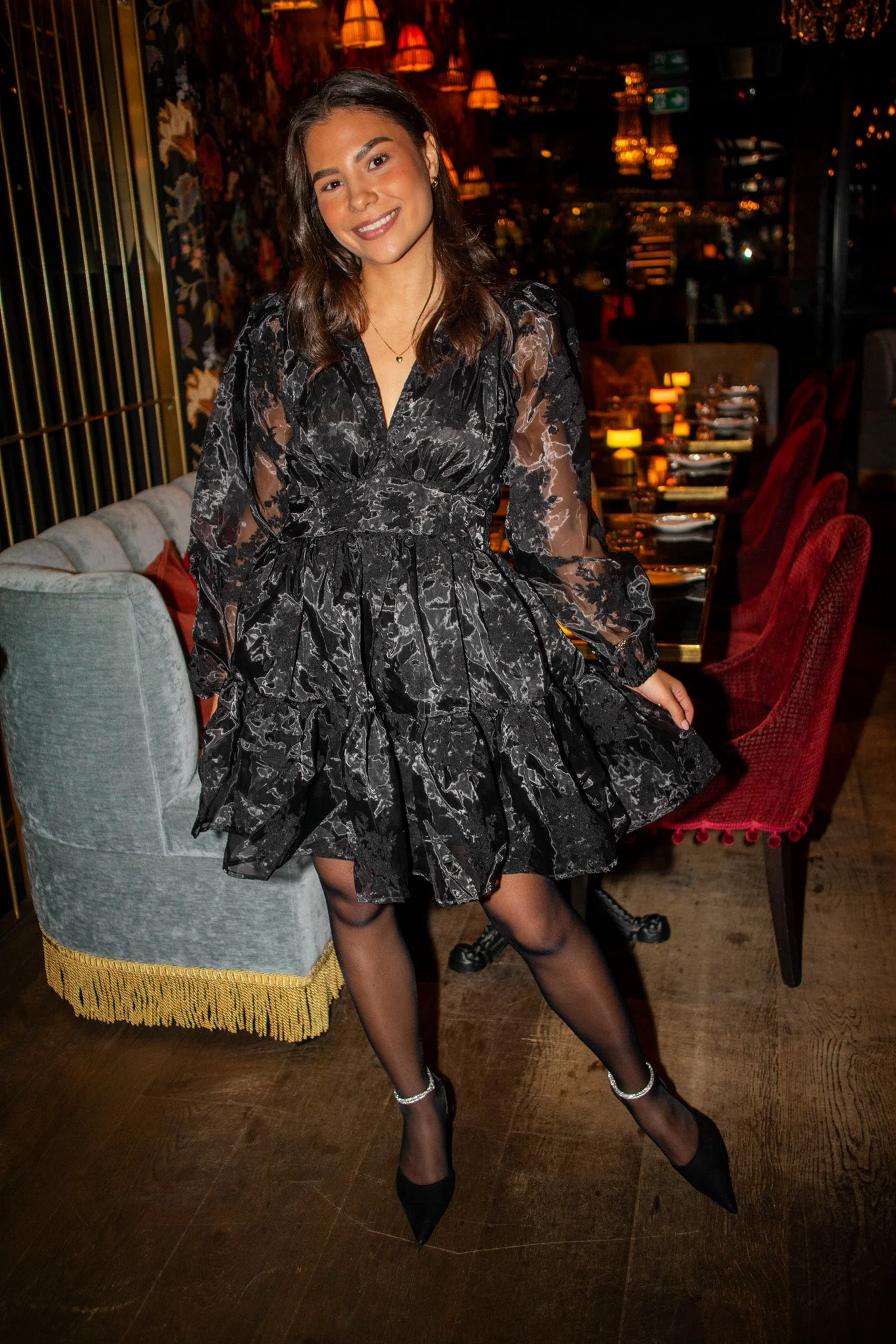 Noor Dress Shiny Black - Image 3