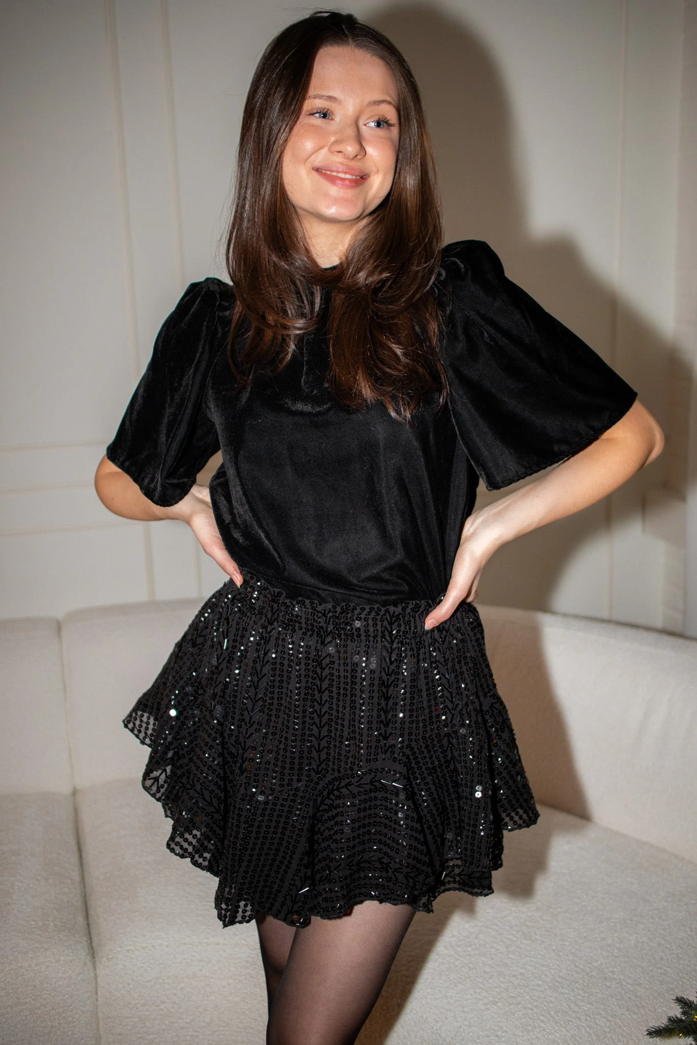 Extraordinary Skirt Shorts Black Sequin