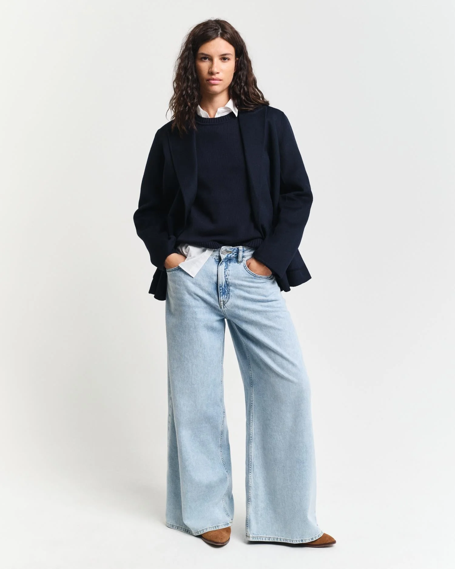 Classic Cotton Crew Neck Sweater Evening Blue - Image 2