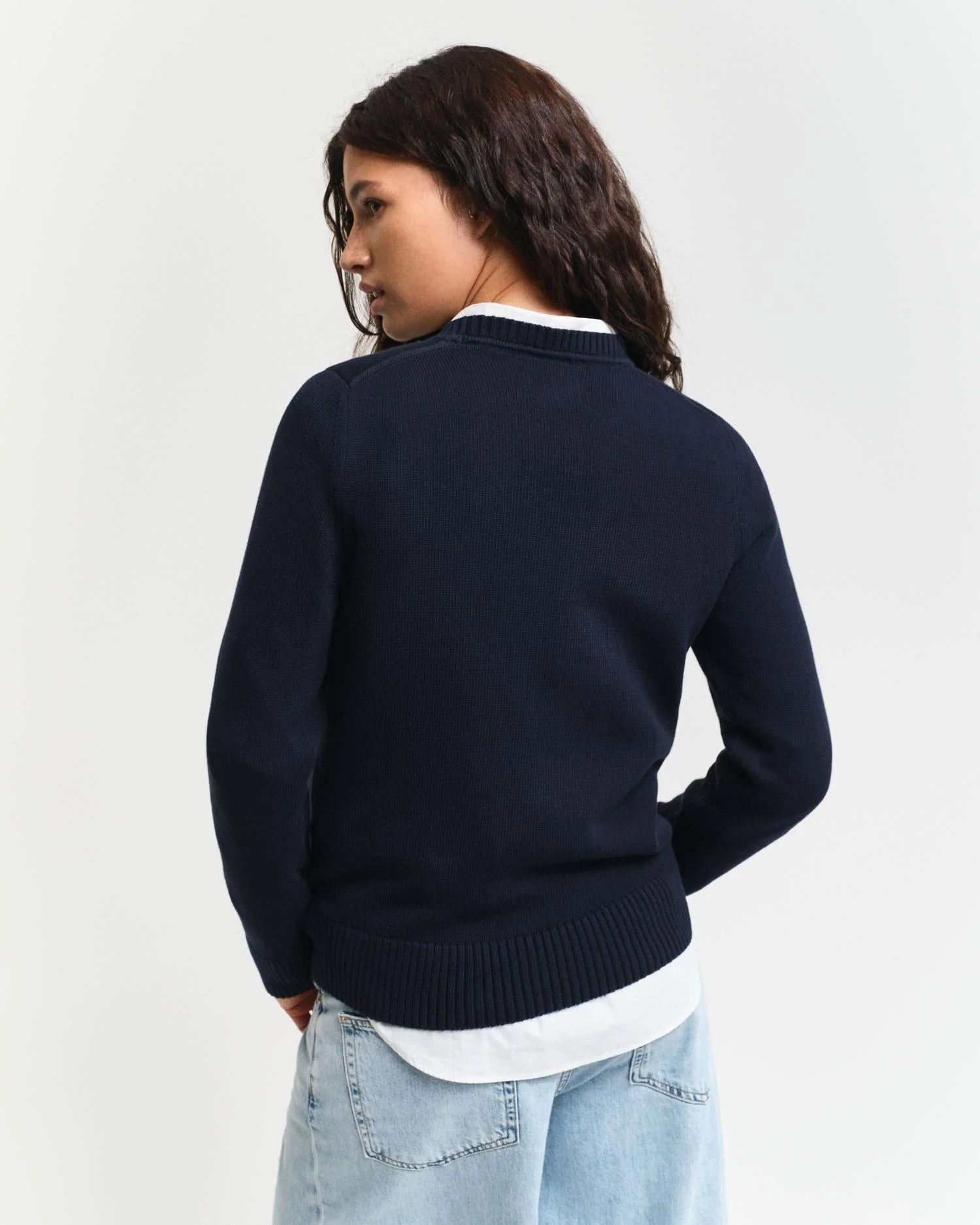 Classic Cotton Crew Neck Sweater Evening Blue - Image 5