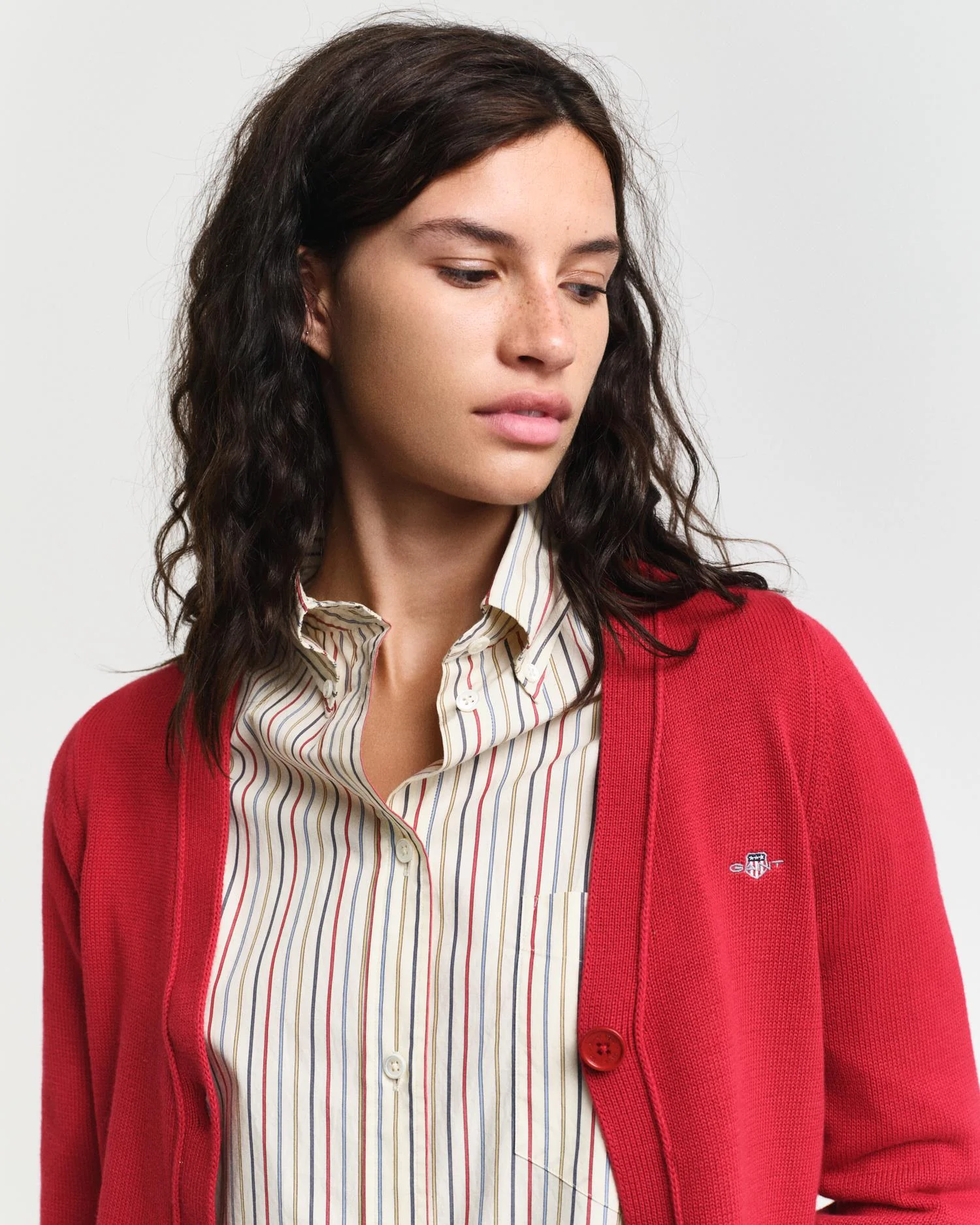 Classic Cotton Cardigan Ruby Red - Image 4