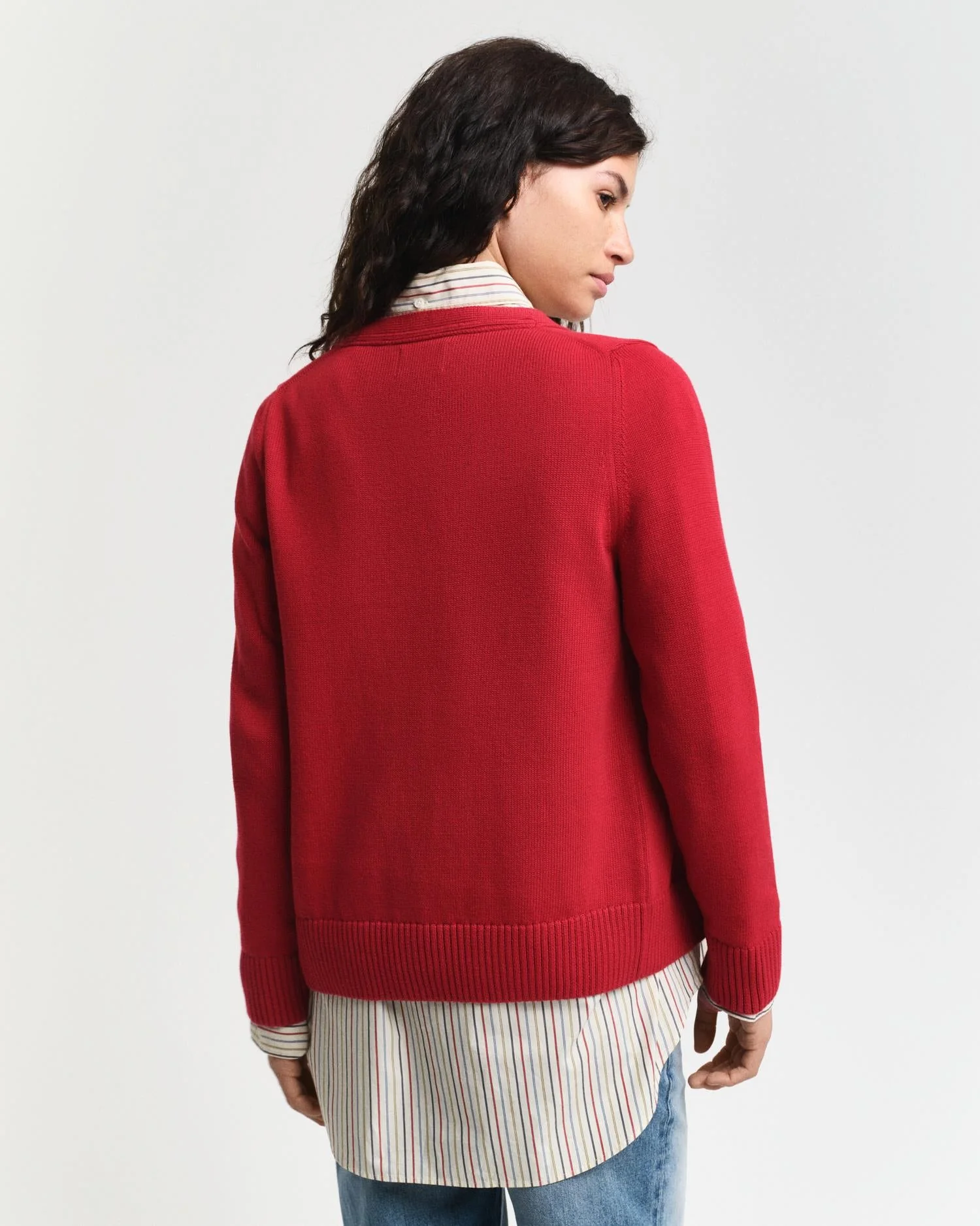 Classic Cotton Cardigan Ruby Red - Image 5