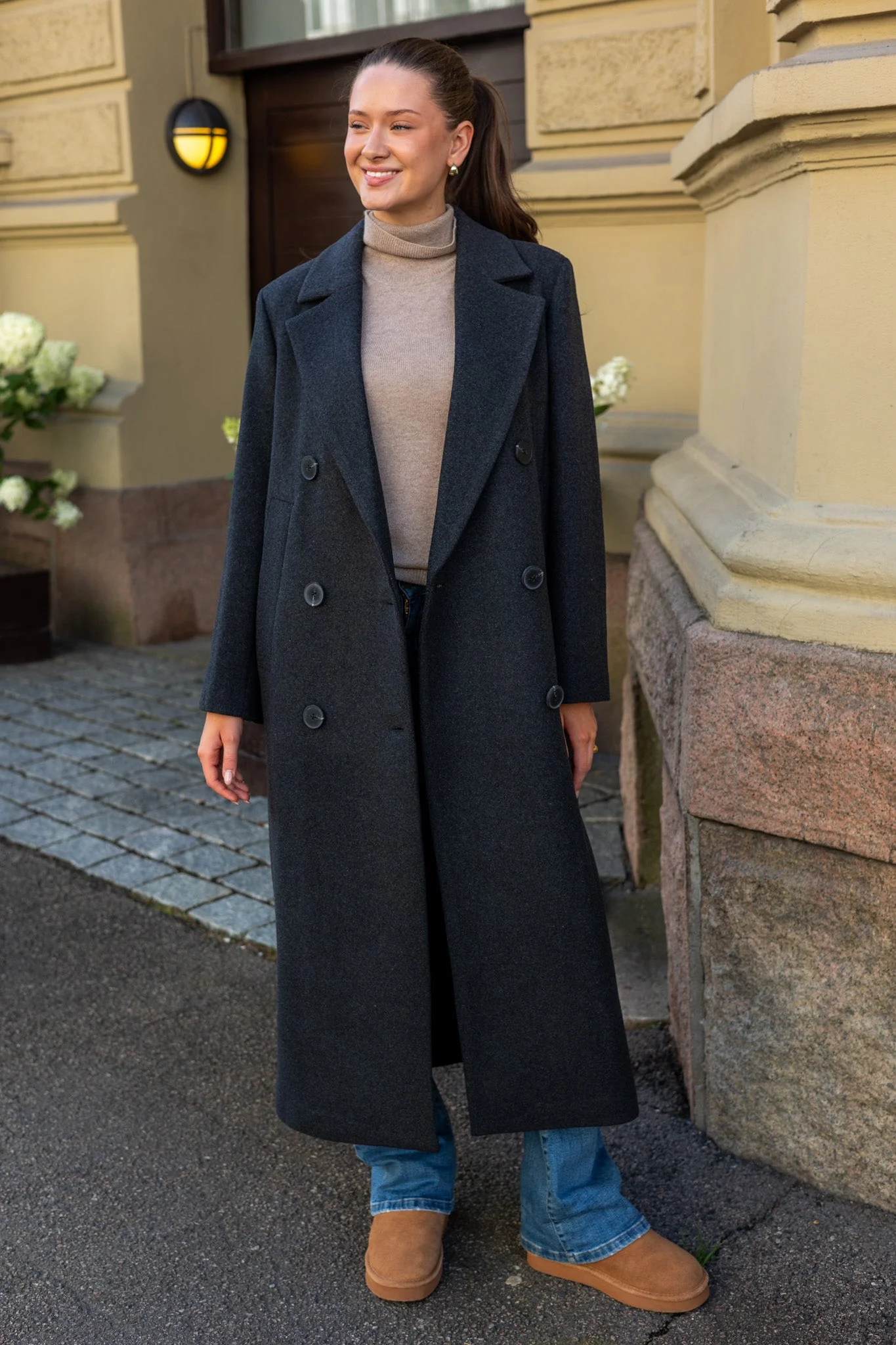 Yunahiw Long Coat Dark Grey Melange