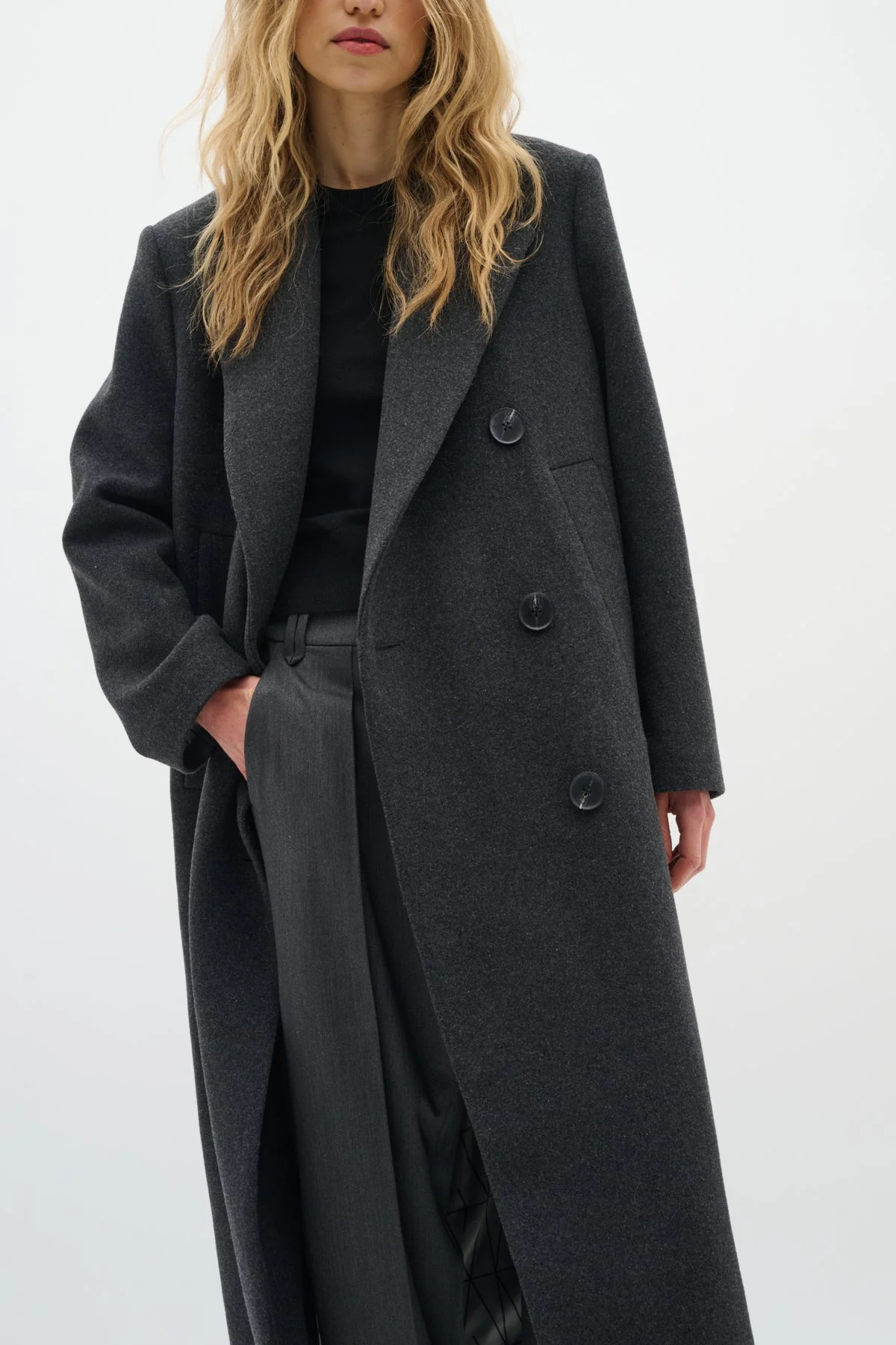 Yunahiw Long Coat Dark Grey Melange - Image 11