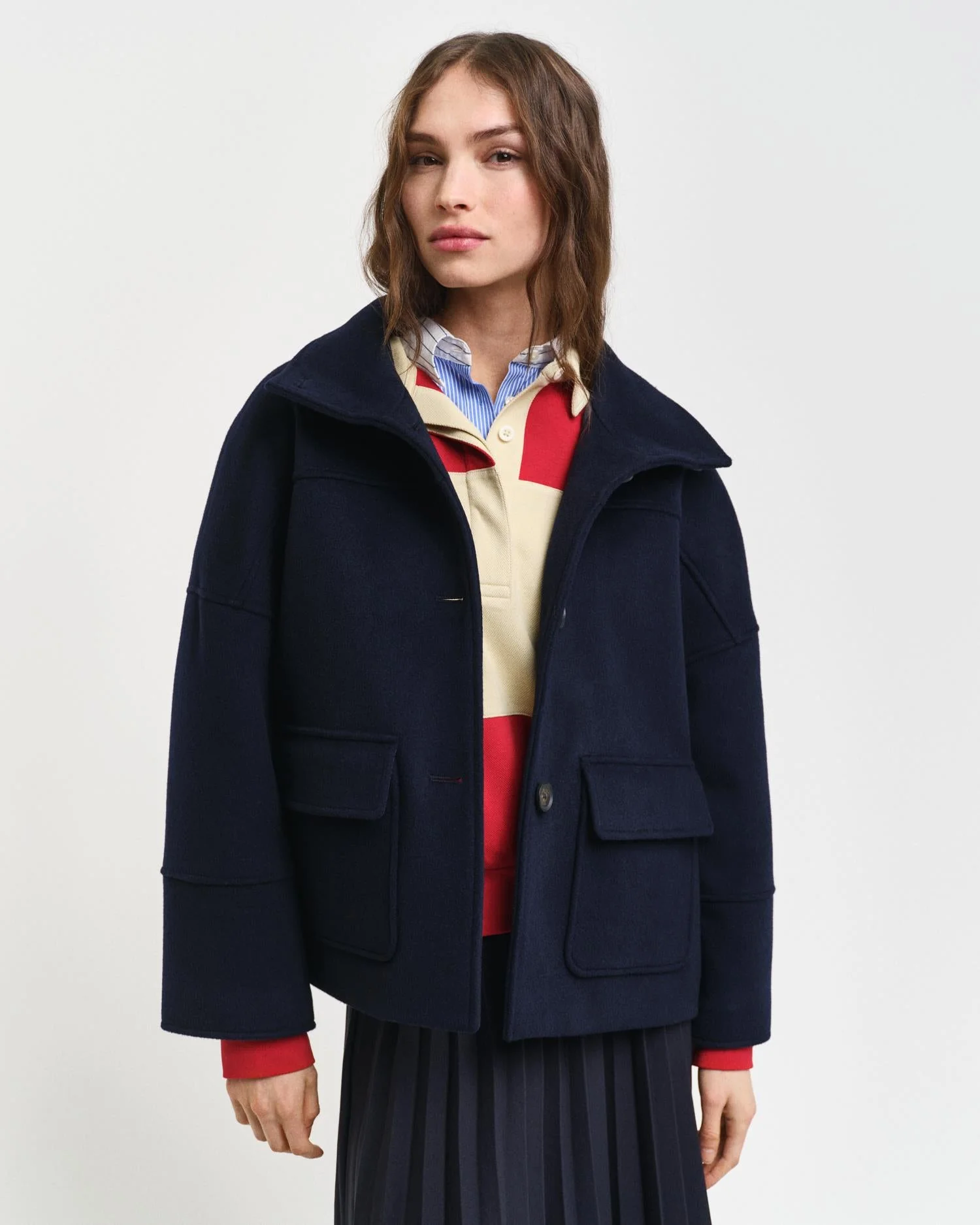 Cropped Wool Jacket Evening Blue - Image 2