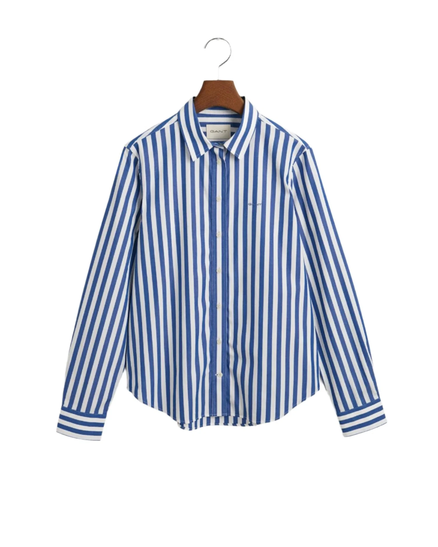 Regular Fit Wide Striped Poplin Shirt Deep Cobalt