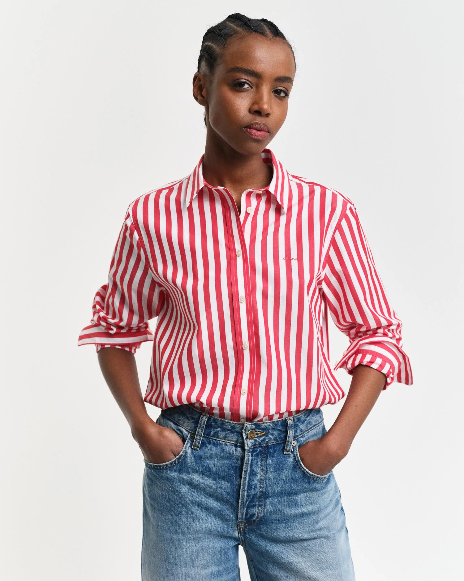 Regular Fit Wide Striped Poplin Shirt Bright Bed - Image 2