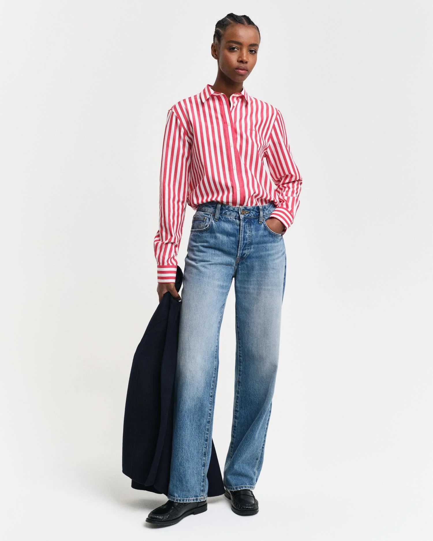 Regular Fit Wide Striped Poplin Shirt Bright Bed - Image 3