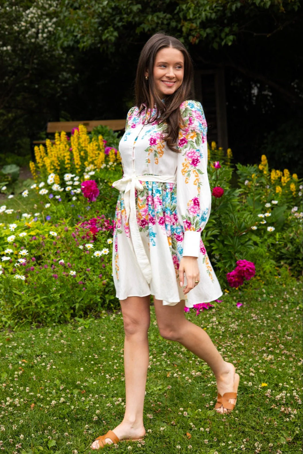 Yasrosie Ls Dress Birch Rosie Print - Image 5
