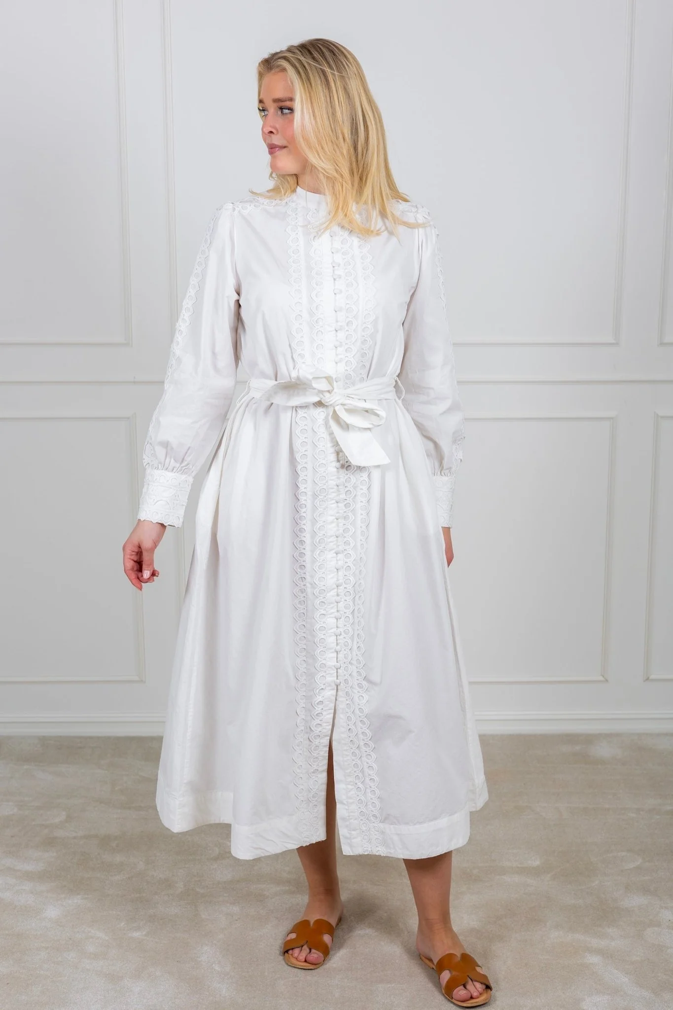 Yasyamina Ls Long Shirt Dress Star White