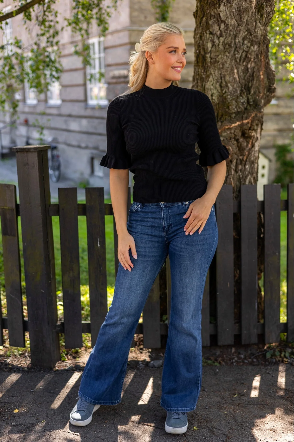 Mikke Ss Knit Top Black - Image 2