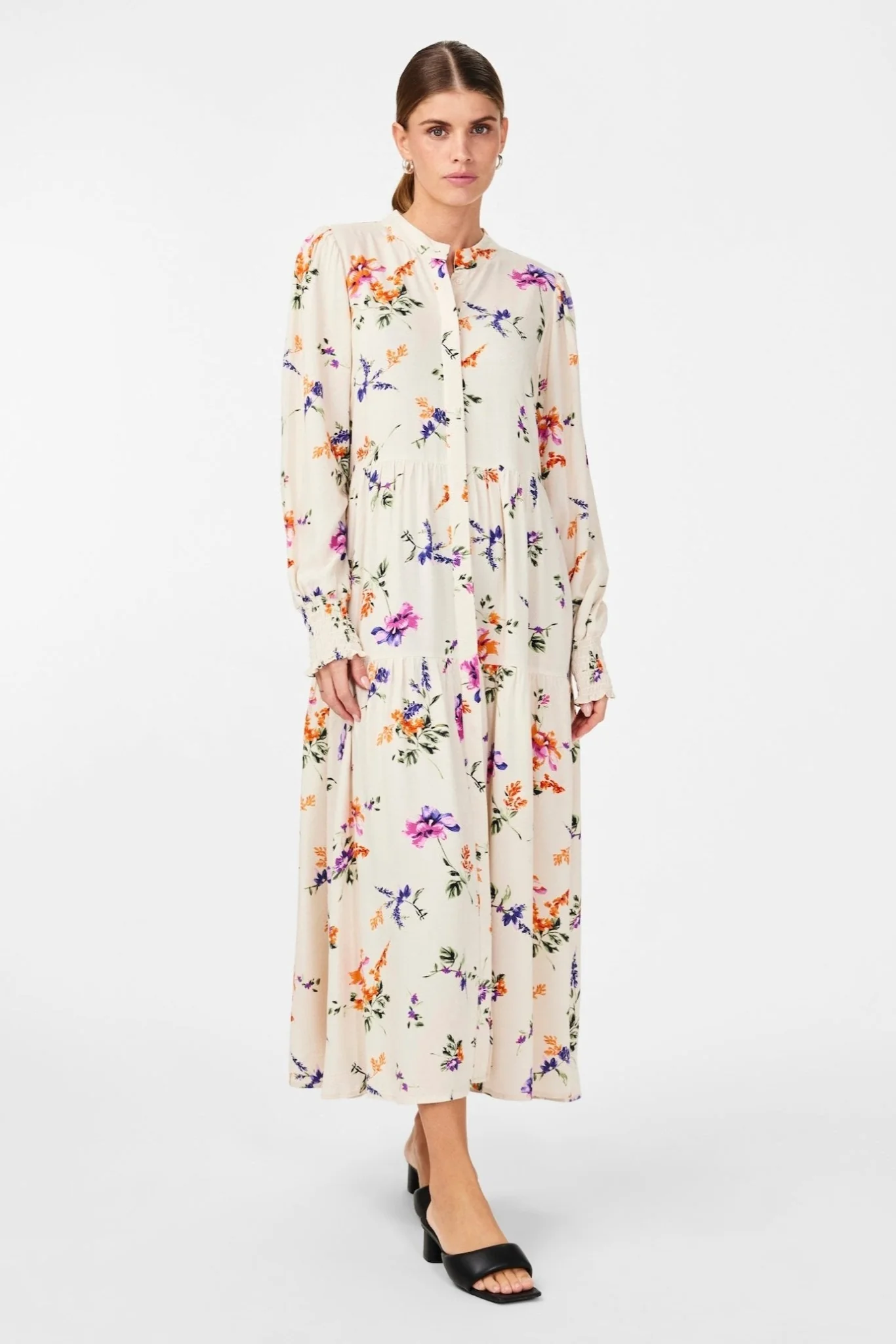 Yasasina Ls Long Shirt Dress Whitecap Gray Botanica Print - Image 6