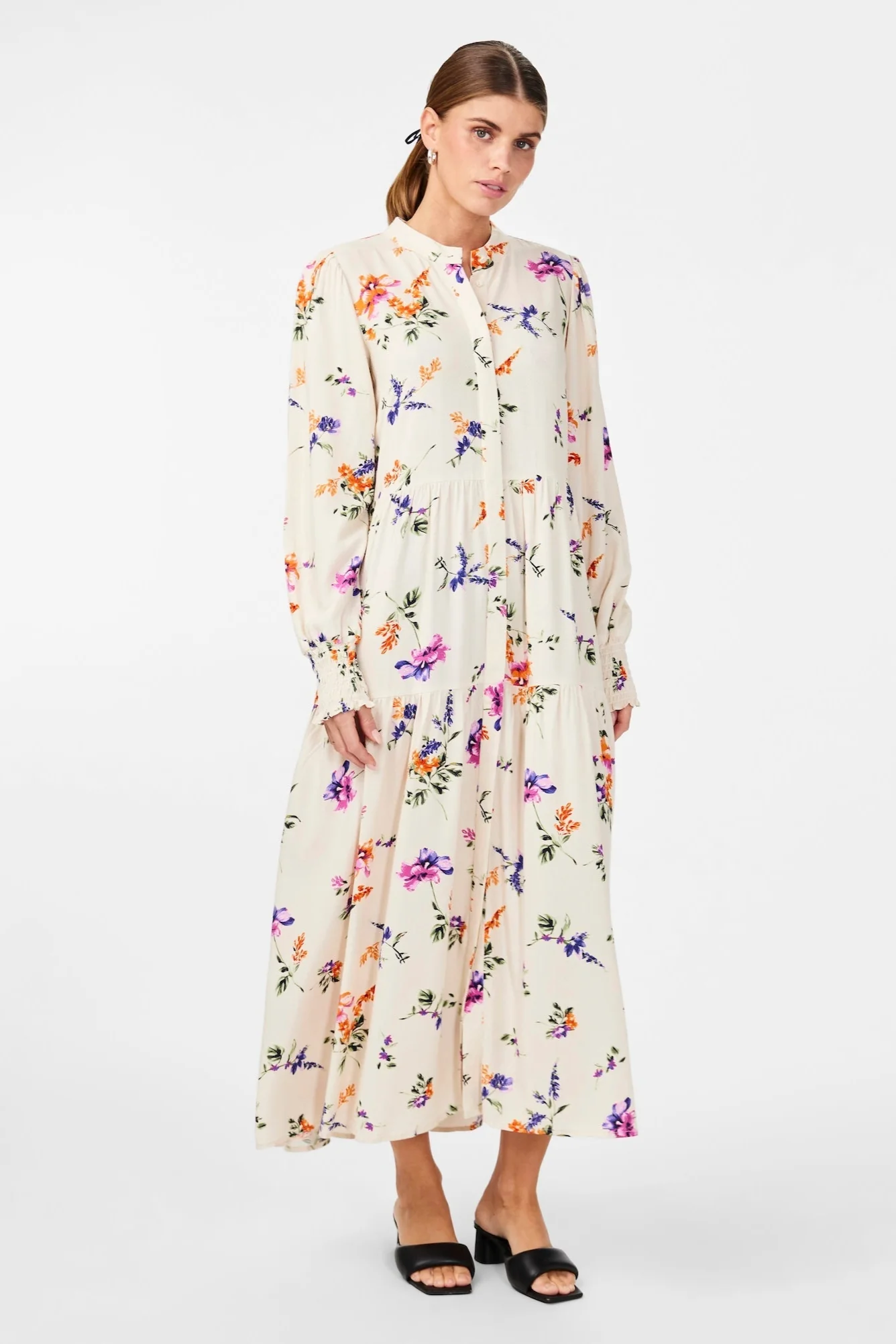 Yasasina Ls Long Shirt Dress Whitecap Gray Botanica Print - Image 7