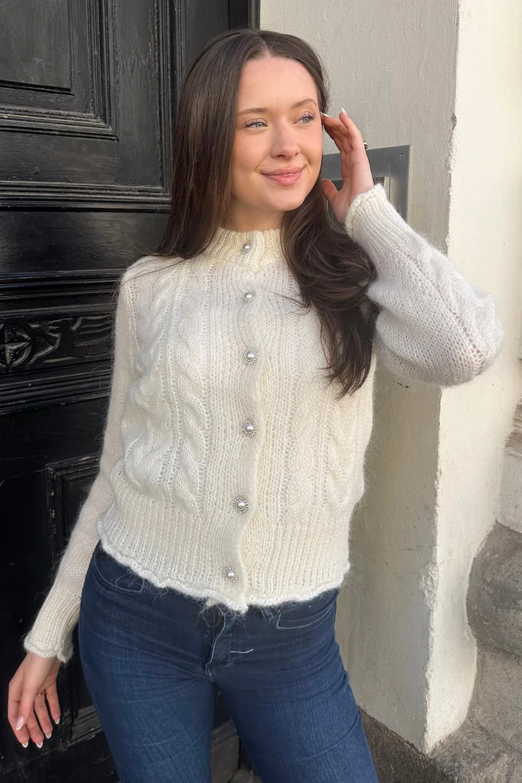 Liva Ls Knit Cardigan Star White - Image 4