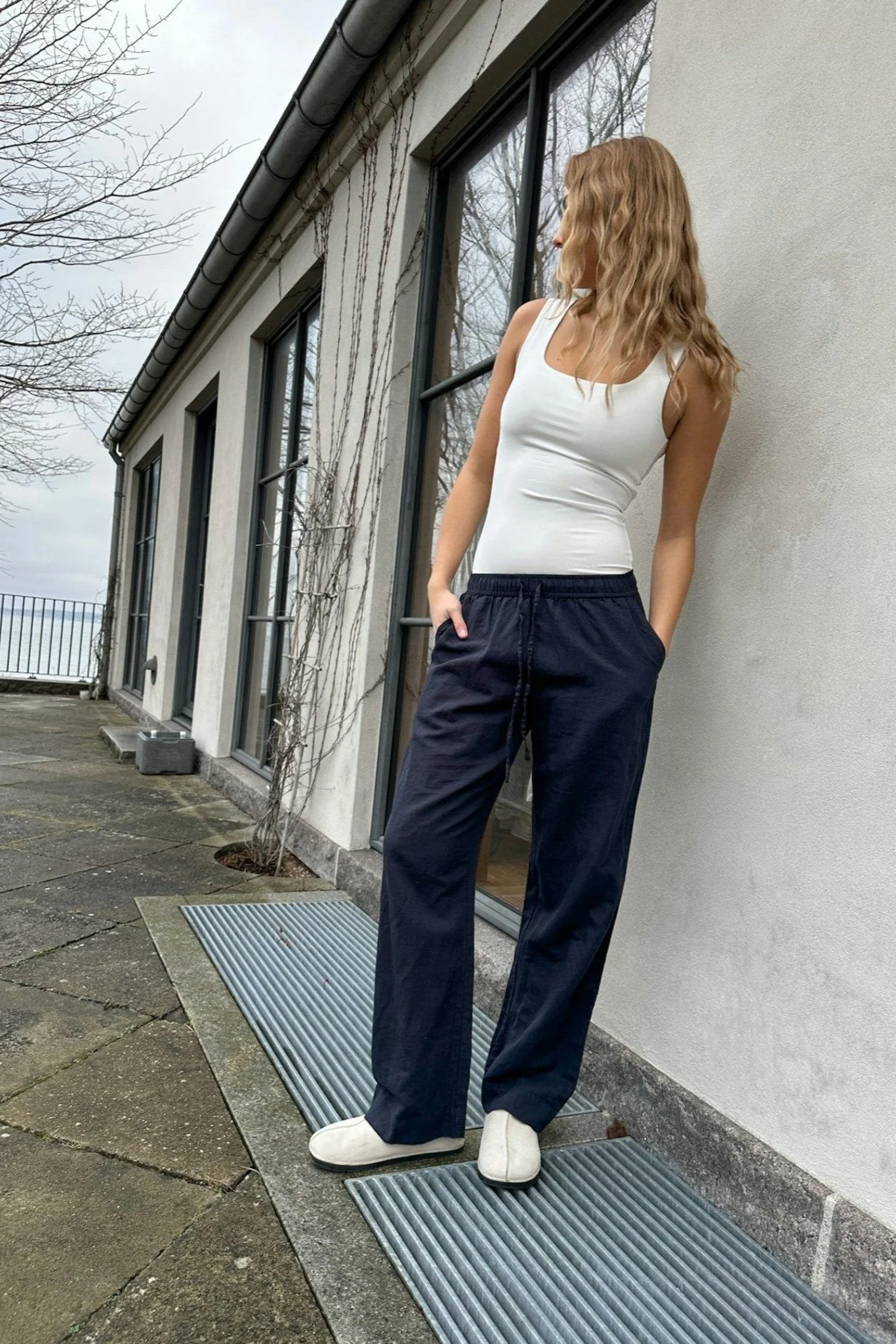 Sonar Linen Pants Navy - Image 5