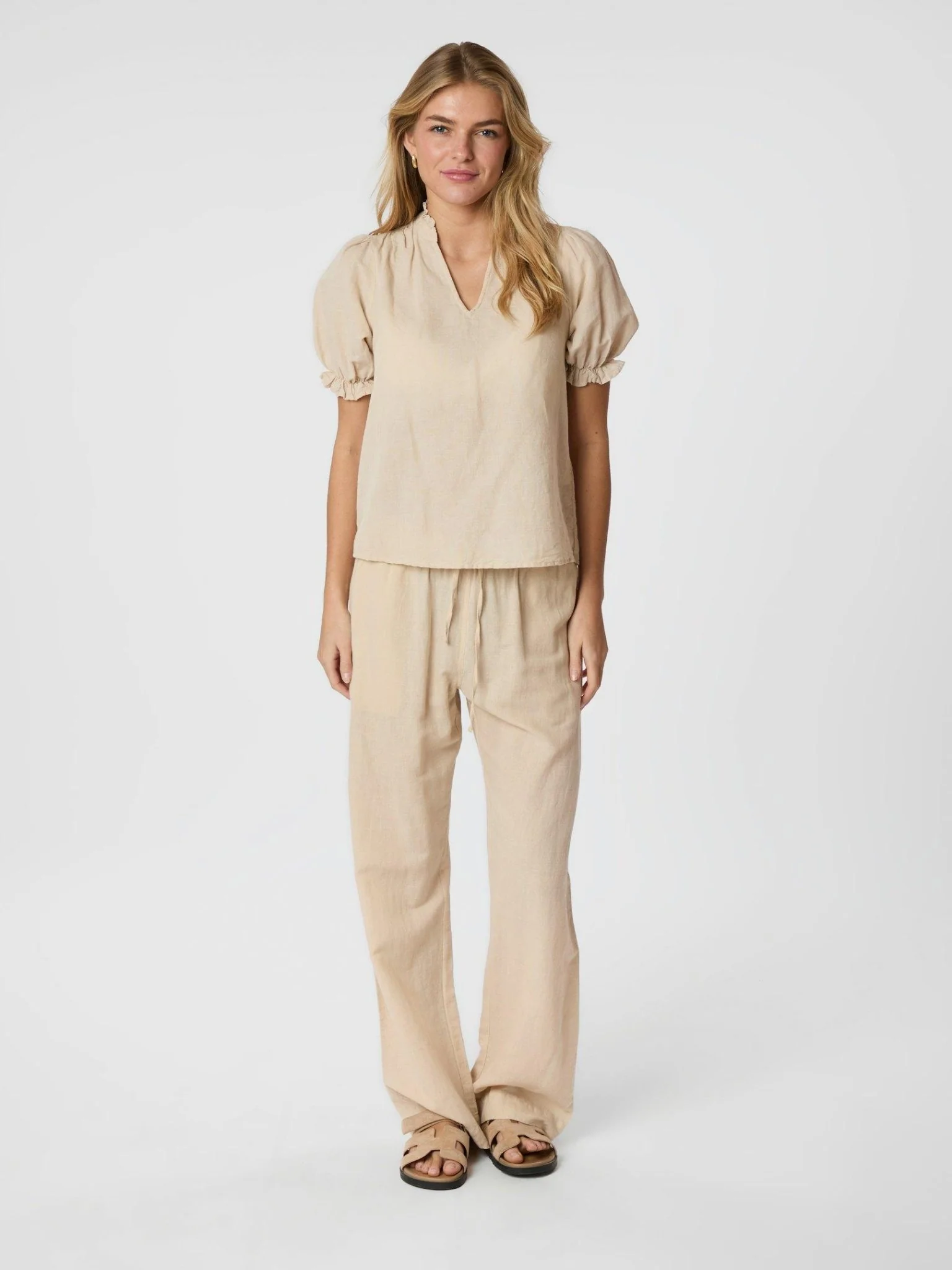 Odesa Linen Blouse Sand - Image 3