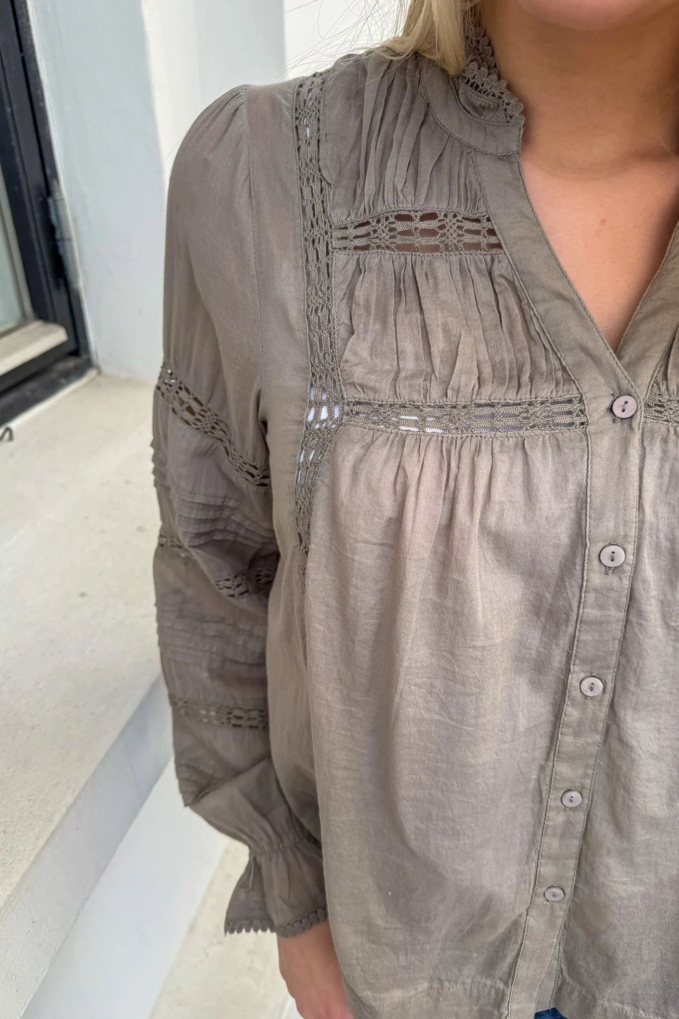 Lyla S Voile Blouse Smoke Green - Image 4