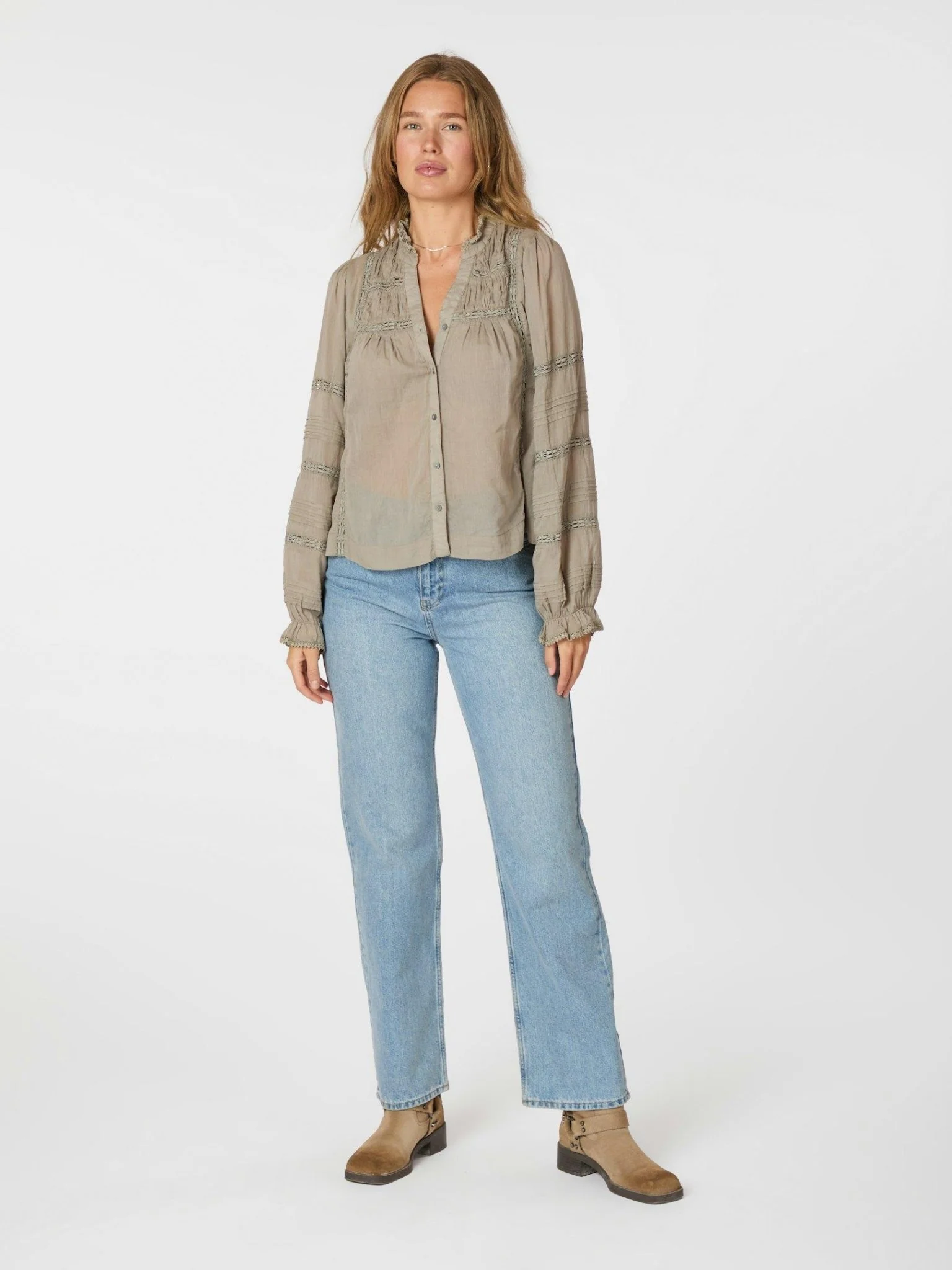 Lyla S Voile Blouse Smoke Green - Image 6