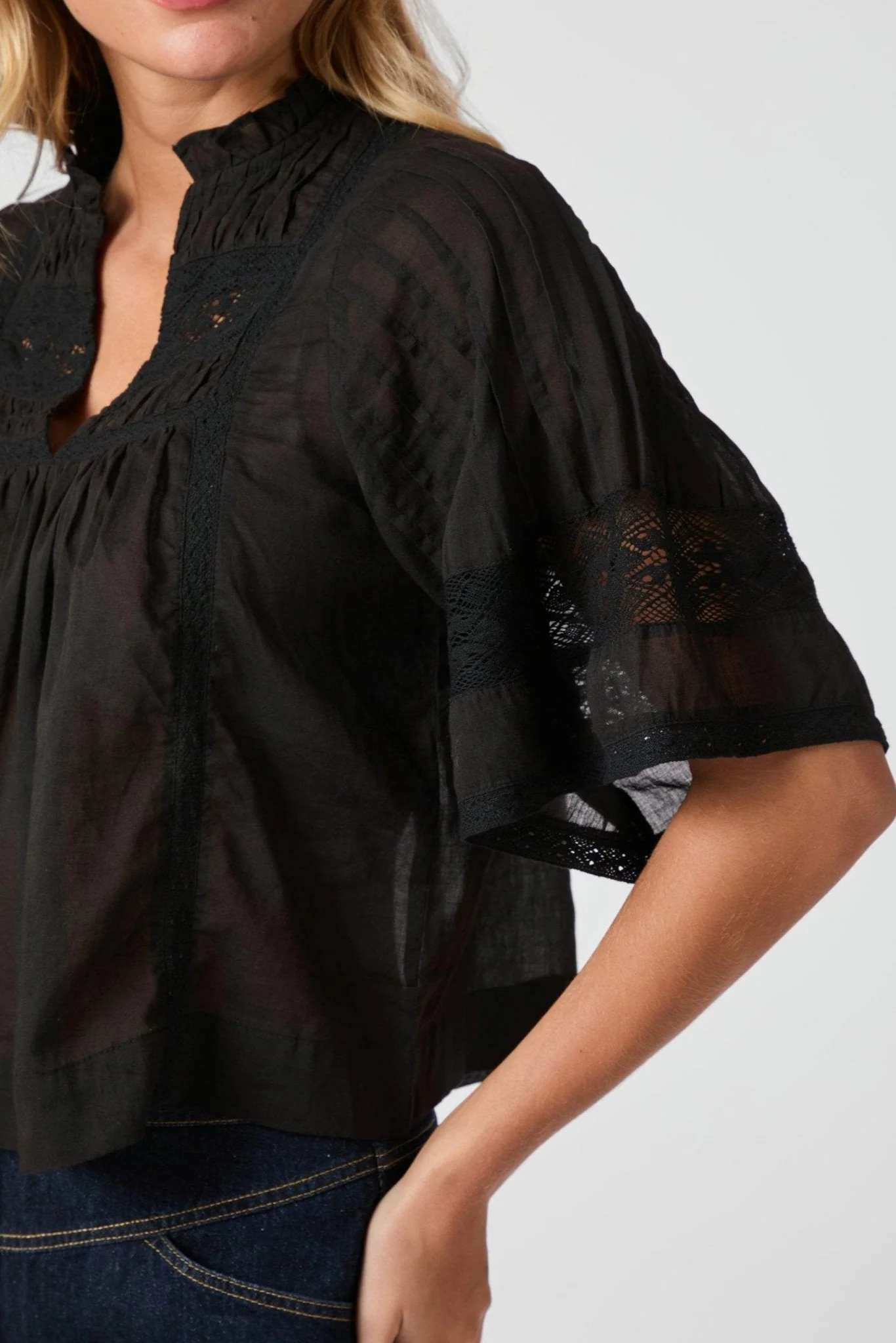 Siama S Voile Blouse Black - Image 10
