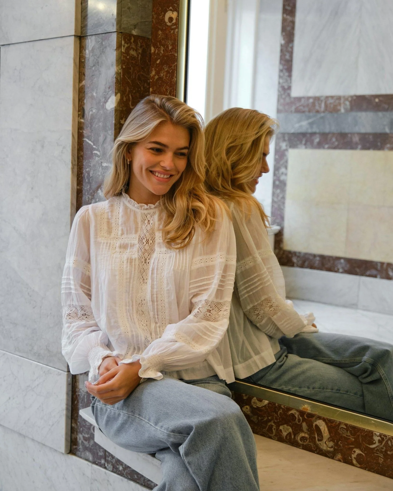 Ebba S Voile Blouse White - Image 7