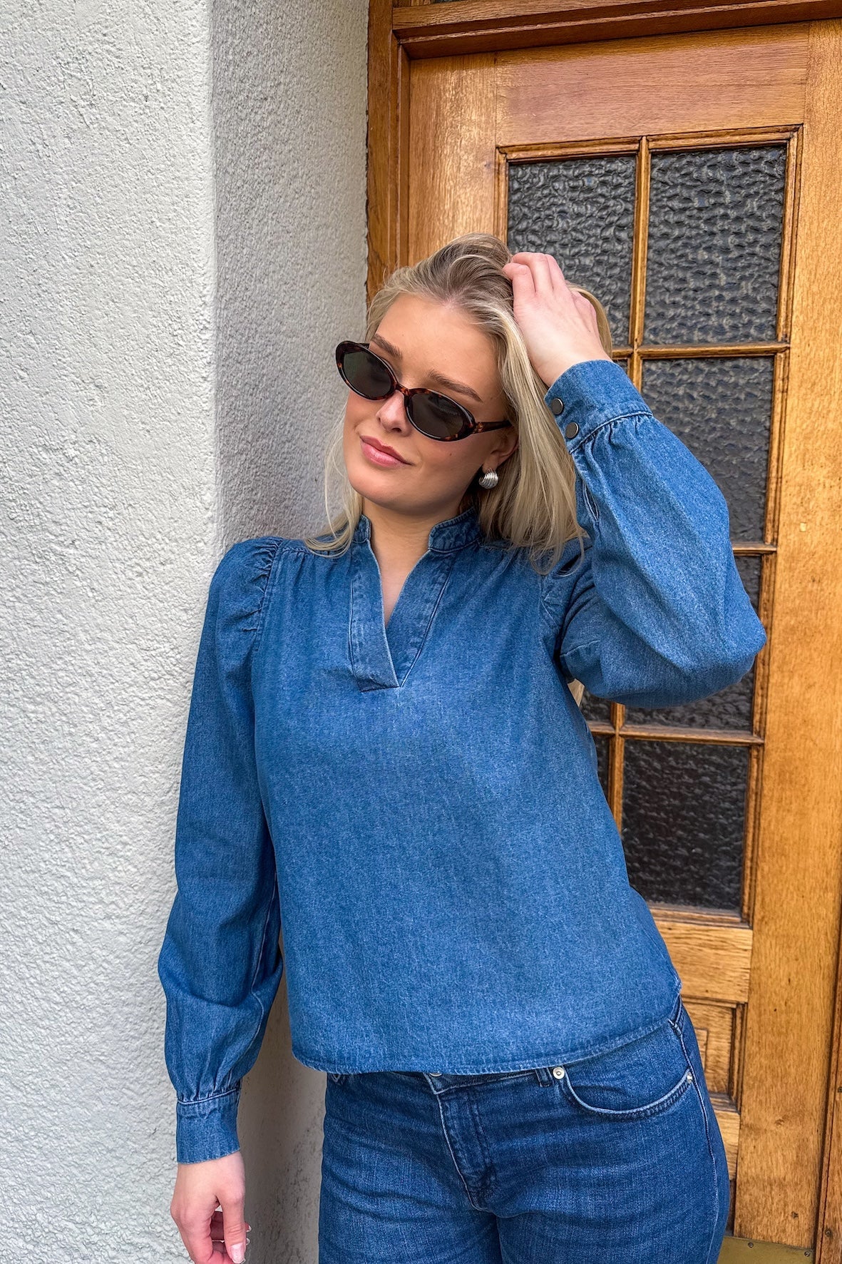Rosslyn Denim Blouse Blue - Image 5