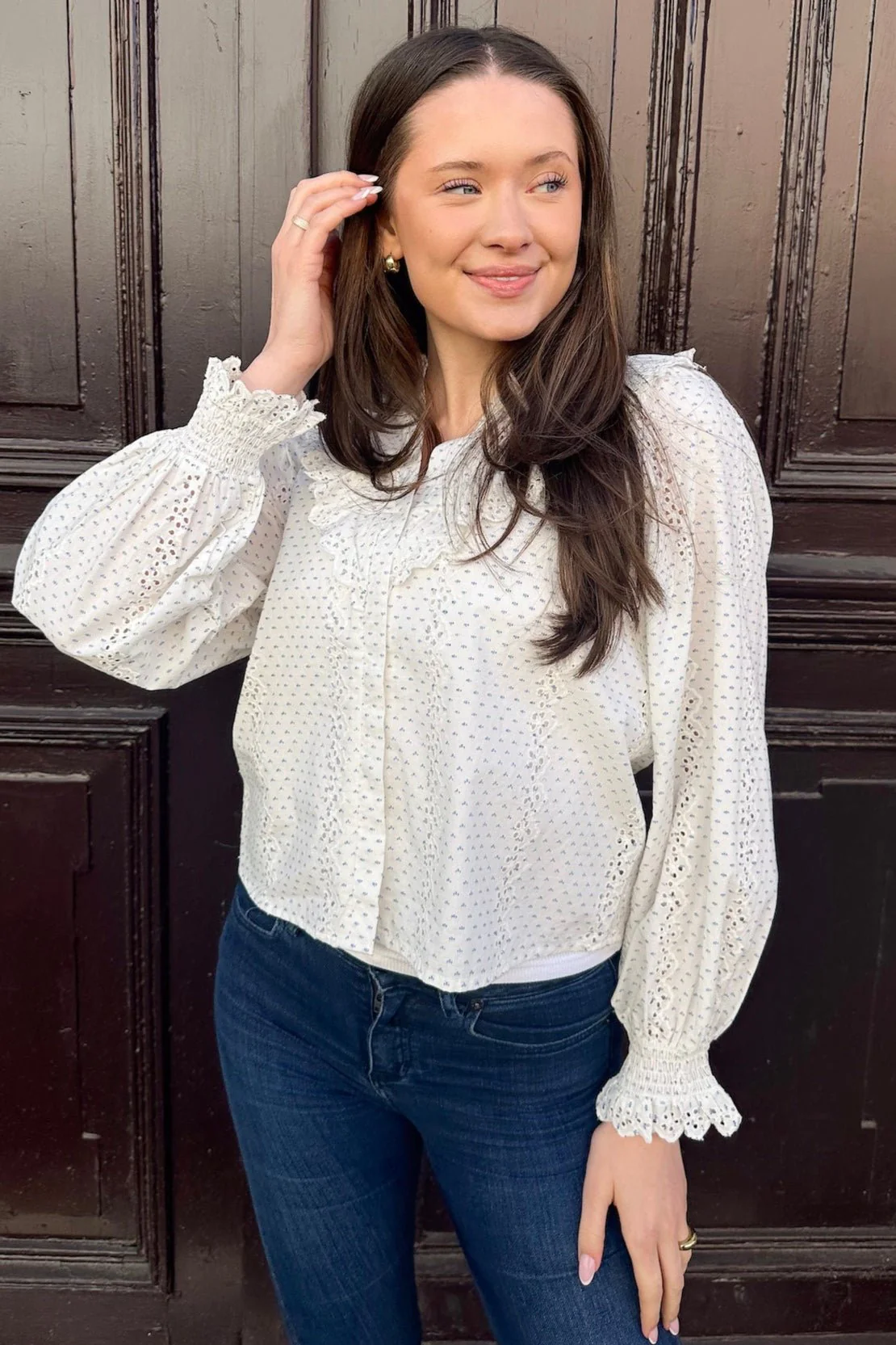 Degas Embroidery Blouse Off White