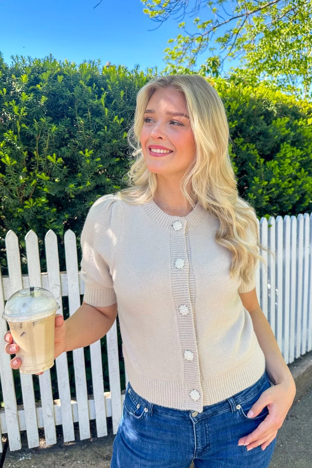 Trudy Deco Knit Cardigan Ivory - Image 5