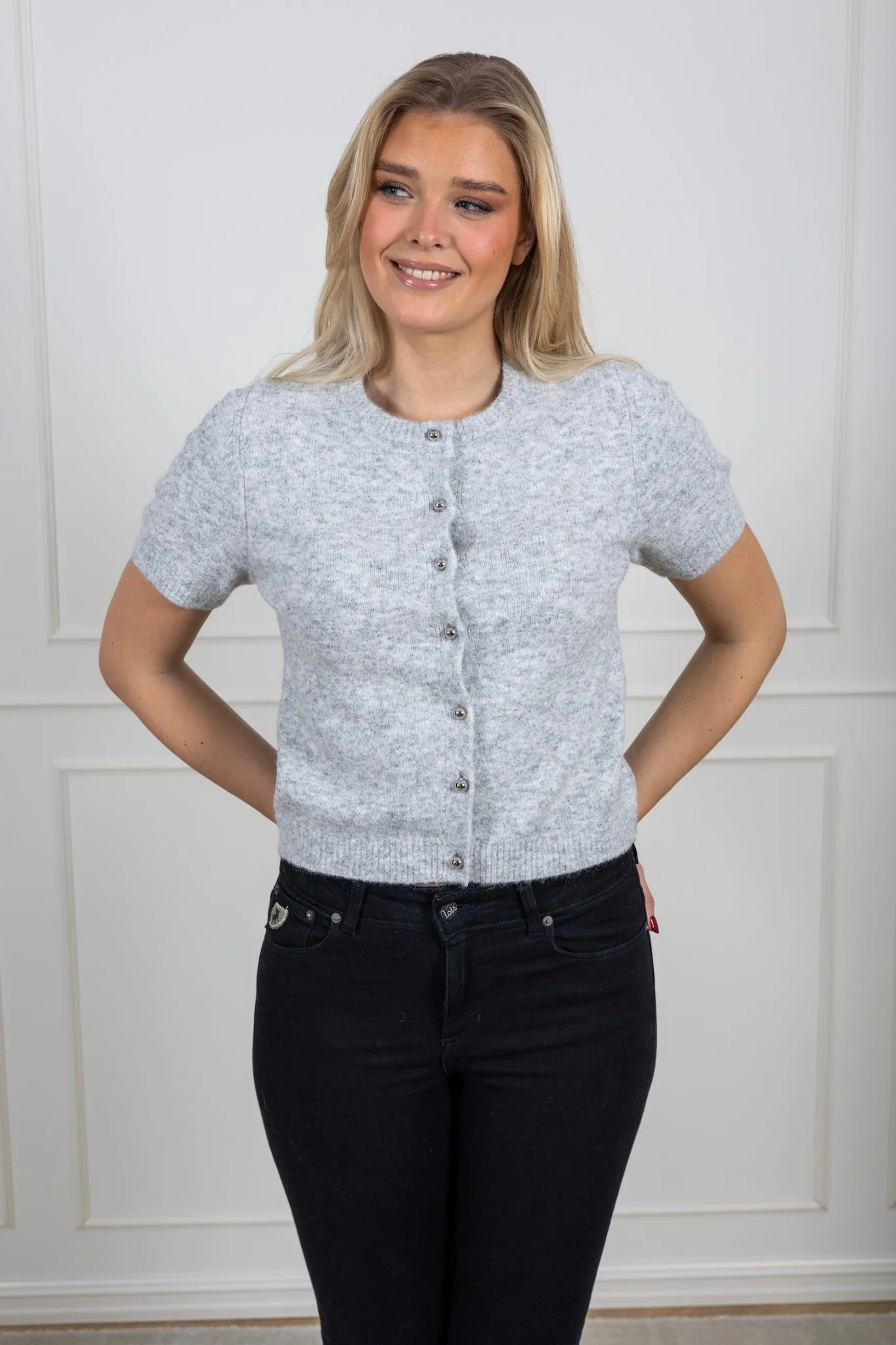 Mitta Knit Cardigan Grey Melange - Image 7