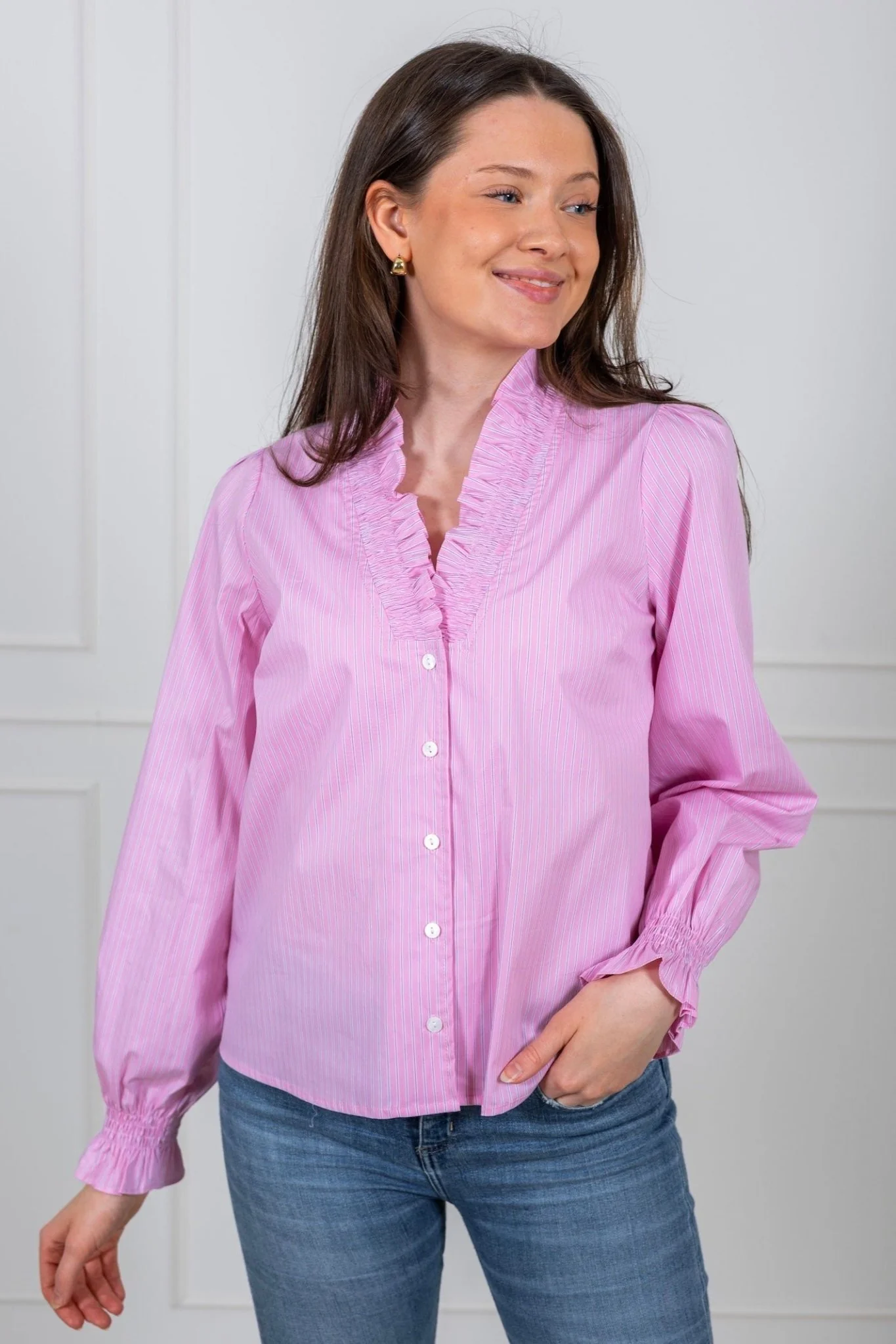 Brielle Stripe Shirt Light Pink - Image 4