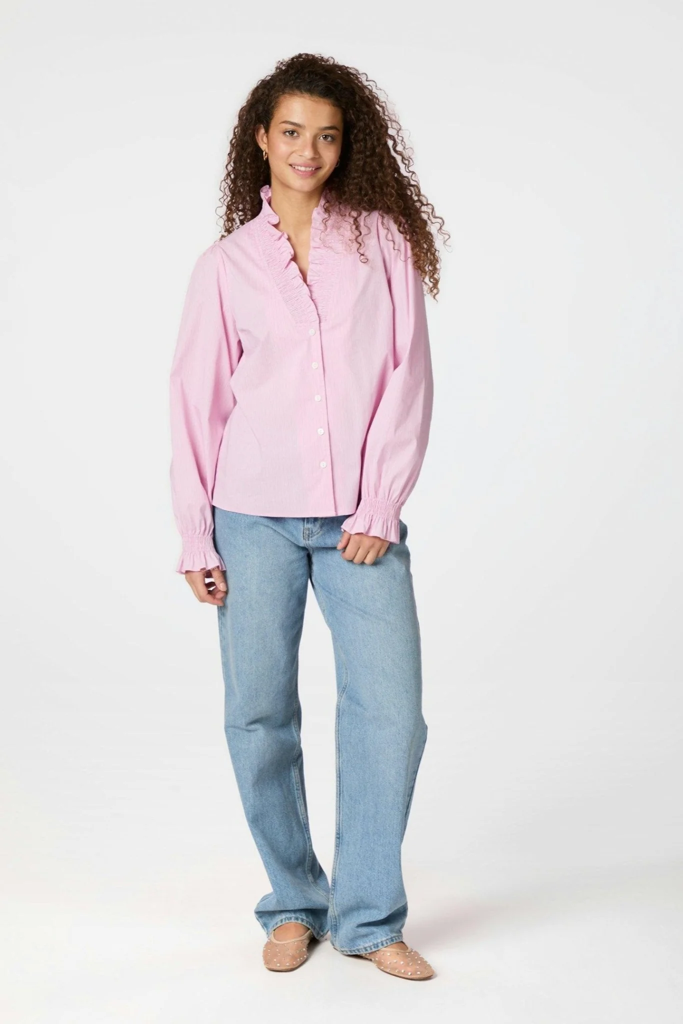 Brielle Stripe Shirt Light Pink - Image 7