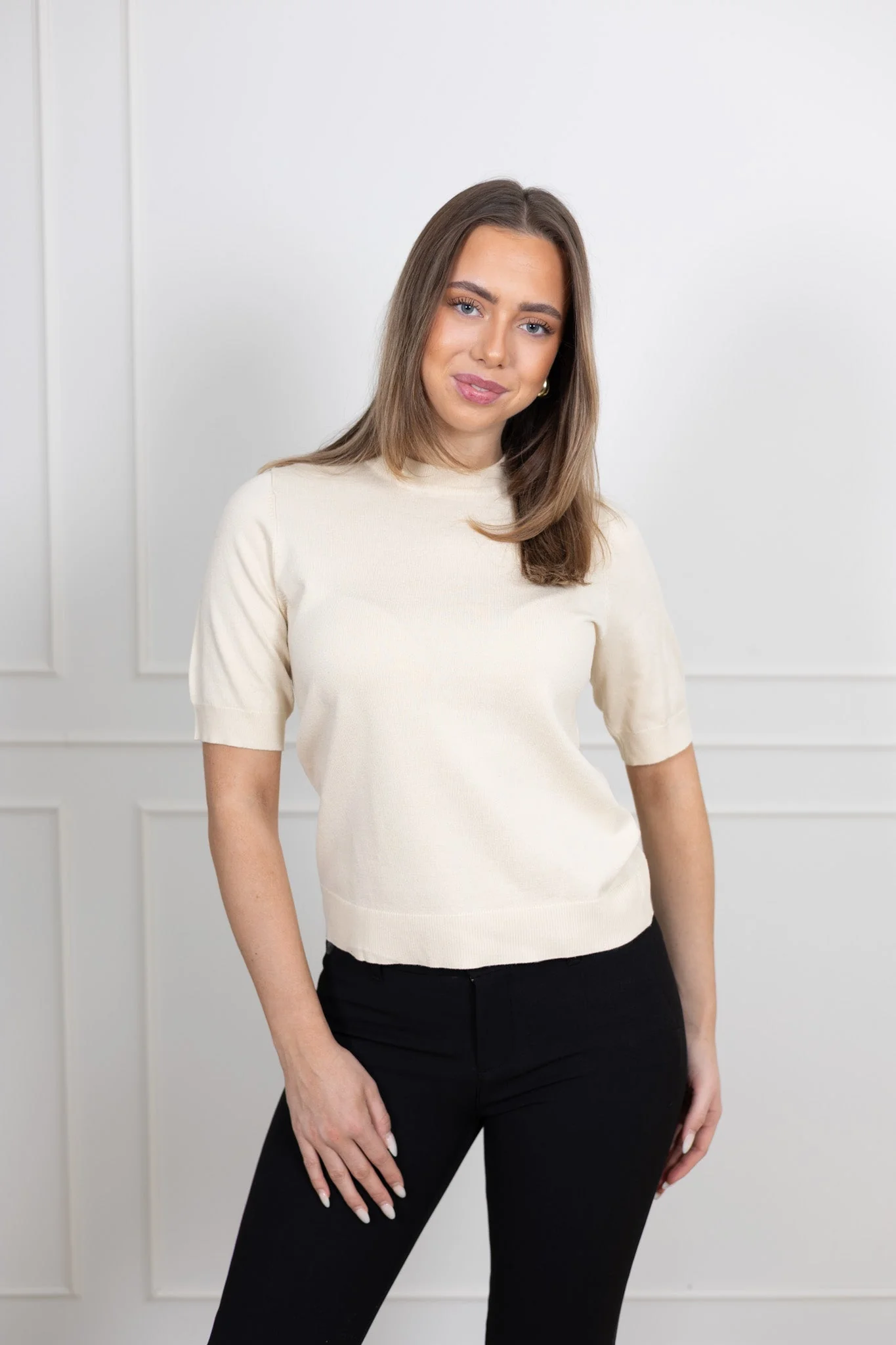 Lena Ss Knit Pullover Birch - Image 3