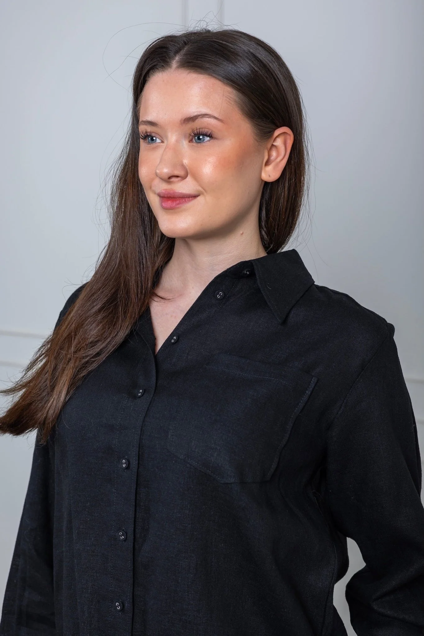 Flaxy Ls Linen Shirt Black - Image 5