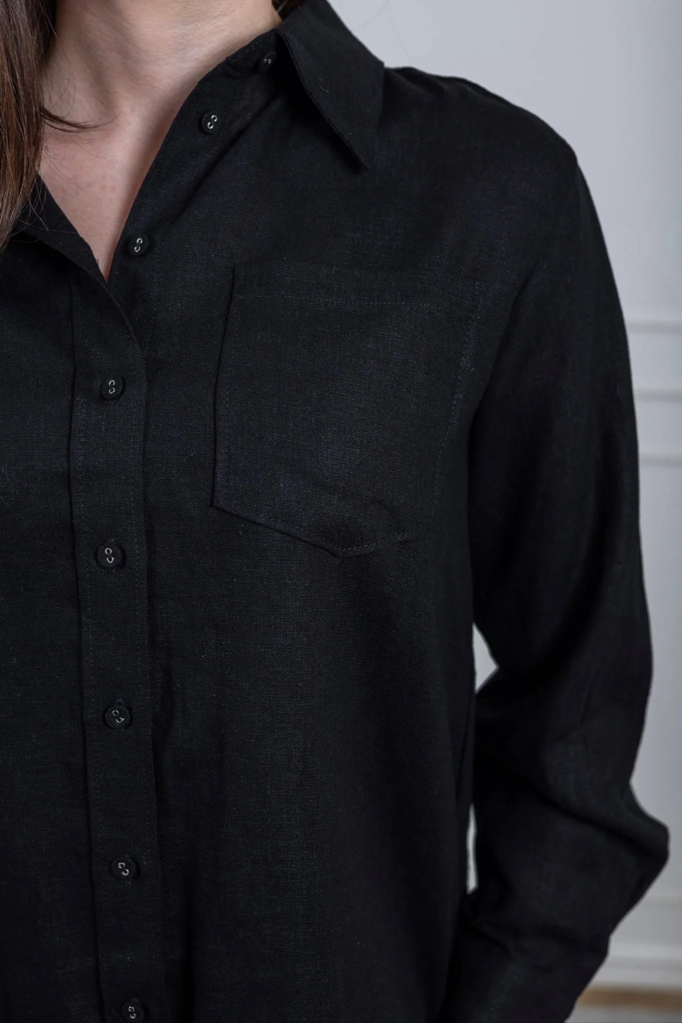 Flaxy Ls Linen Shirt Black - Image 6