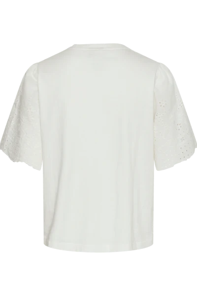Yaslex Ss Top W. Emb Sleeves Star White - Image 10
