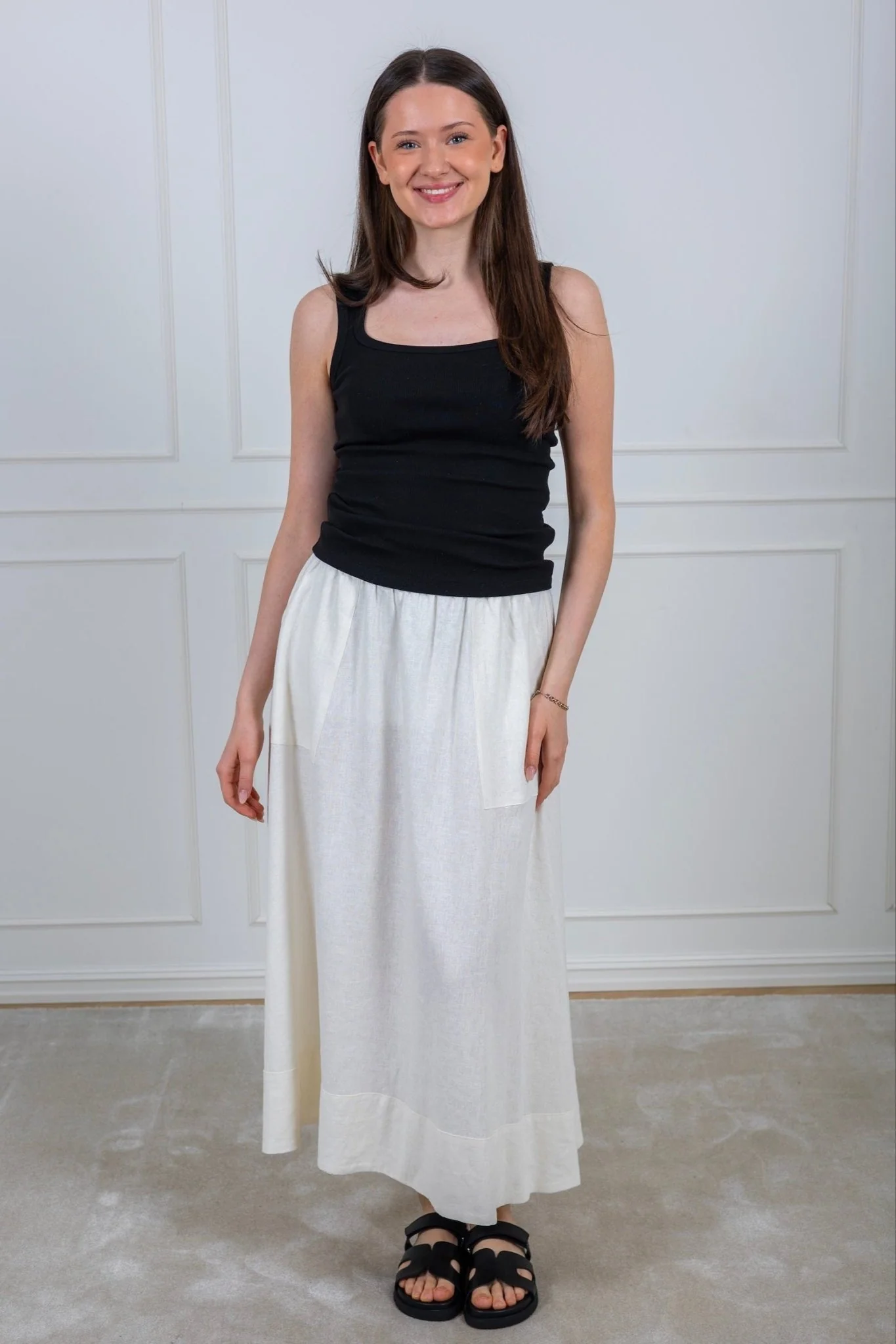 Flaxy Hw Ankle Skirt Star White