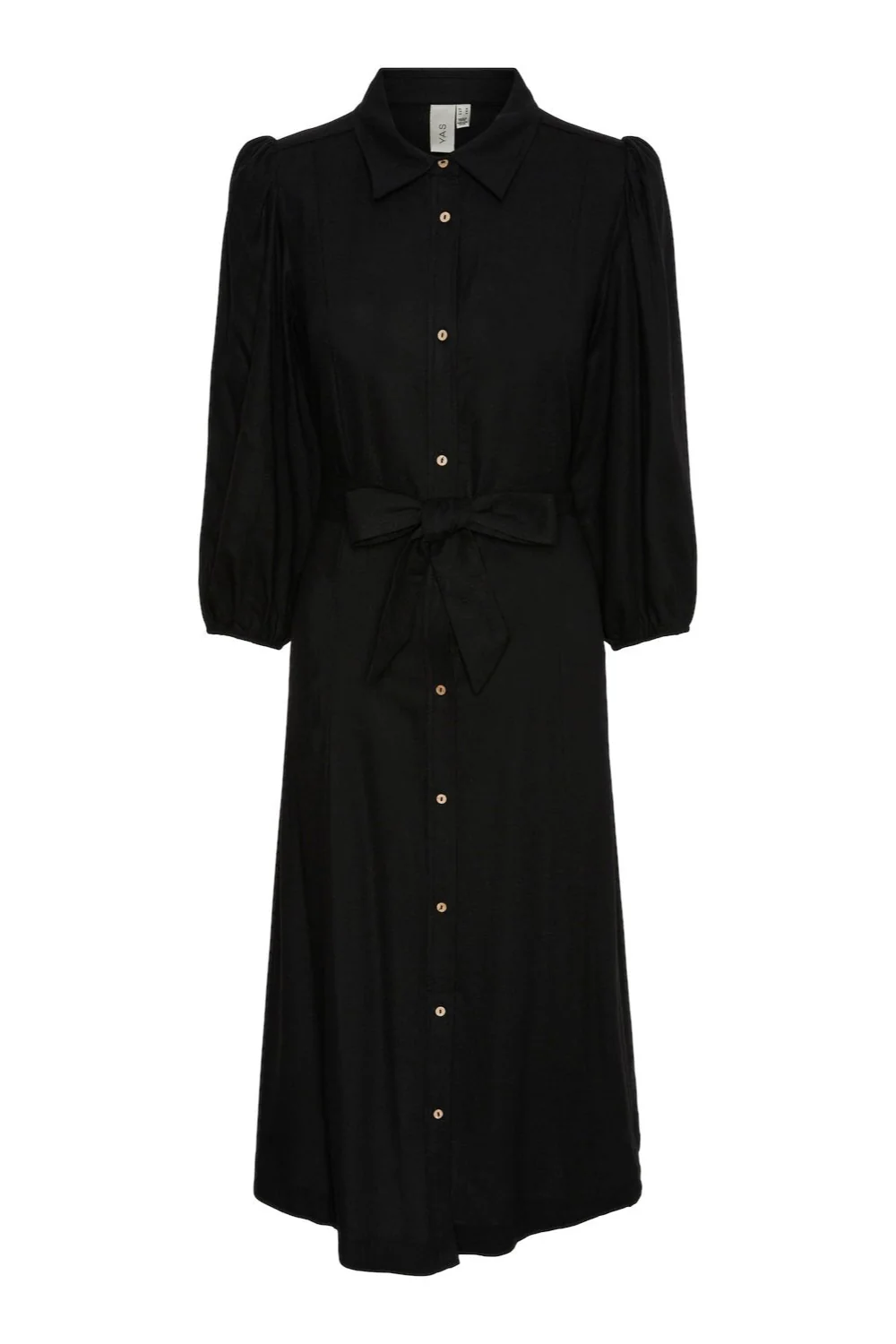 Flaxy 3/4 Linen Shirt Dress Black - Image 2