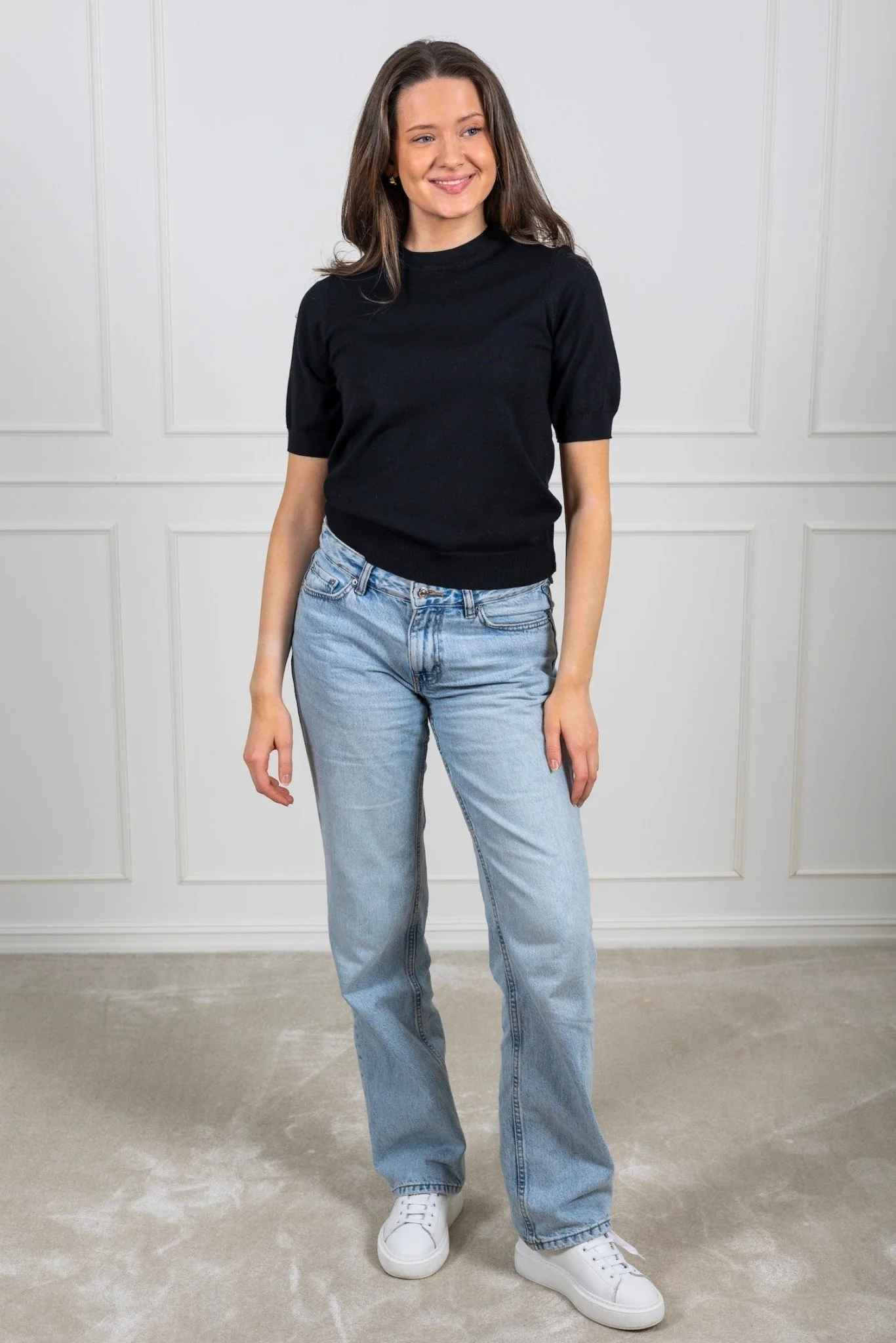 Lena Ss Knit Pullover Black - Image 4