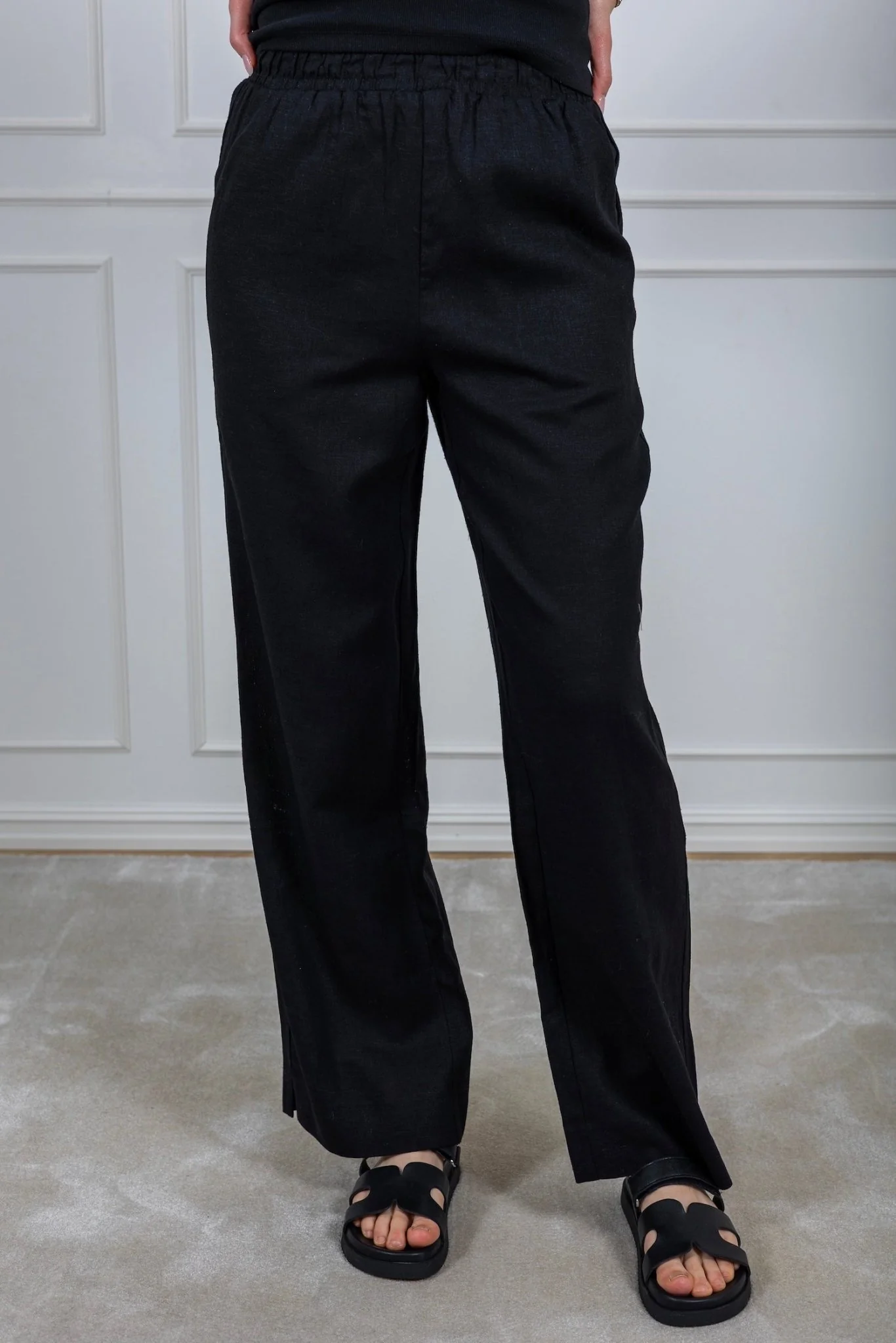 Flaxy Hw Linen Pant Black
