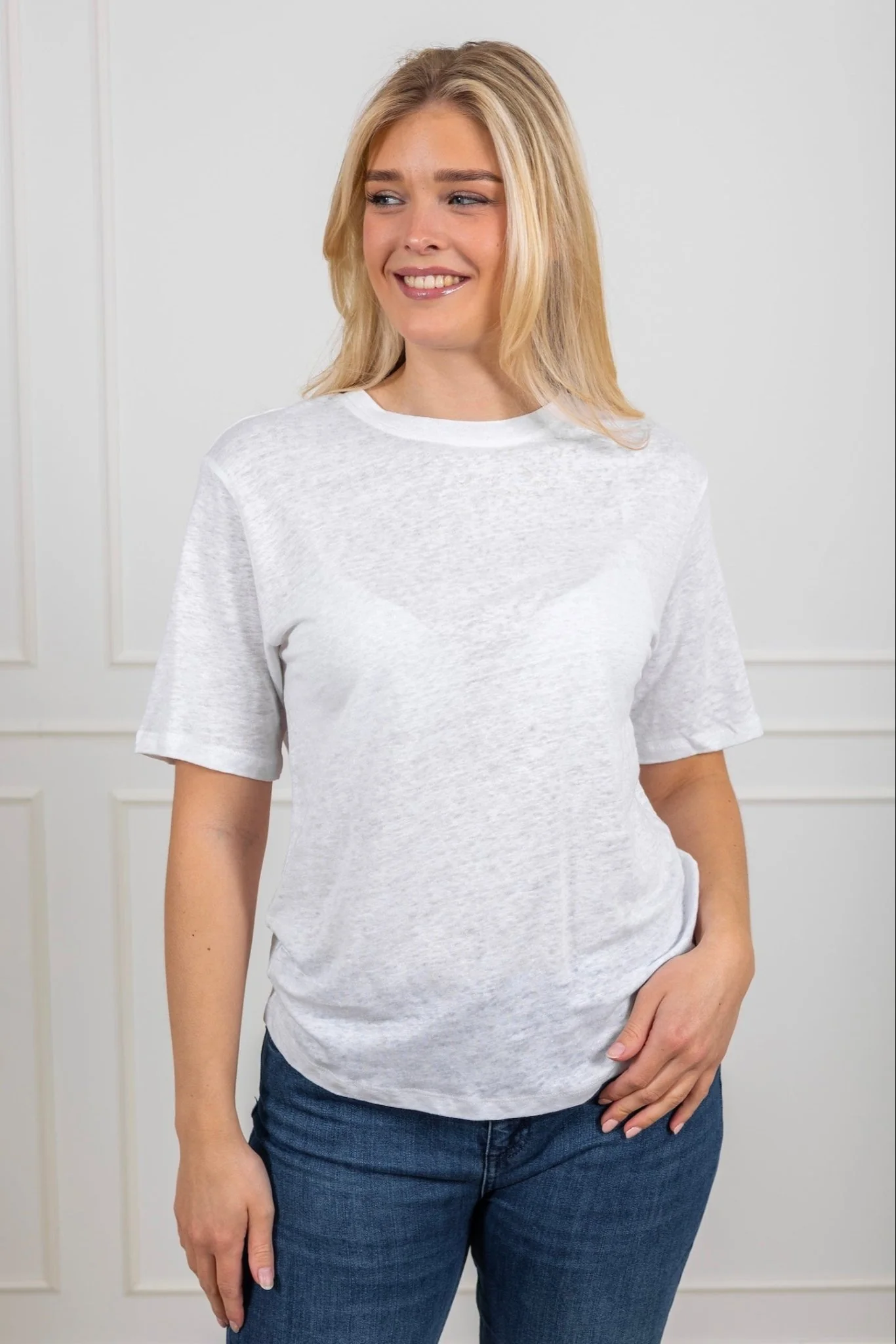 Vilja Linen Ss Tee Bright White - Image 3