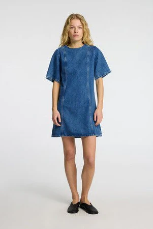 Rie 2/4 Short Dress Medium Blue Denim - Image 6