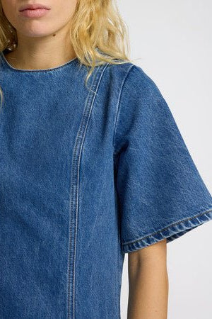 Rie 2/4 Short Dress Medium Blue Denim - Image 8
