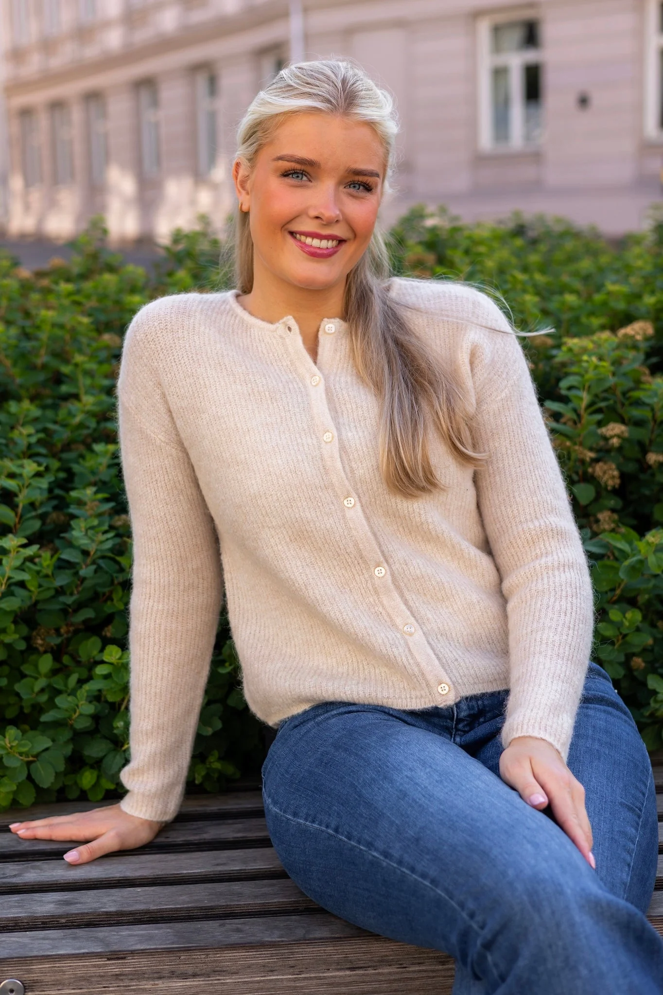 Sia Ras Ls Knit O-Neck Cardigan Birch Melange - Image 4