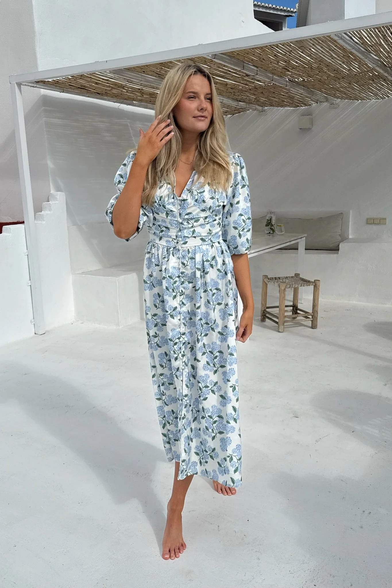 Adel Dress Blue Hydrangea Print - Image 10