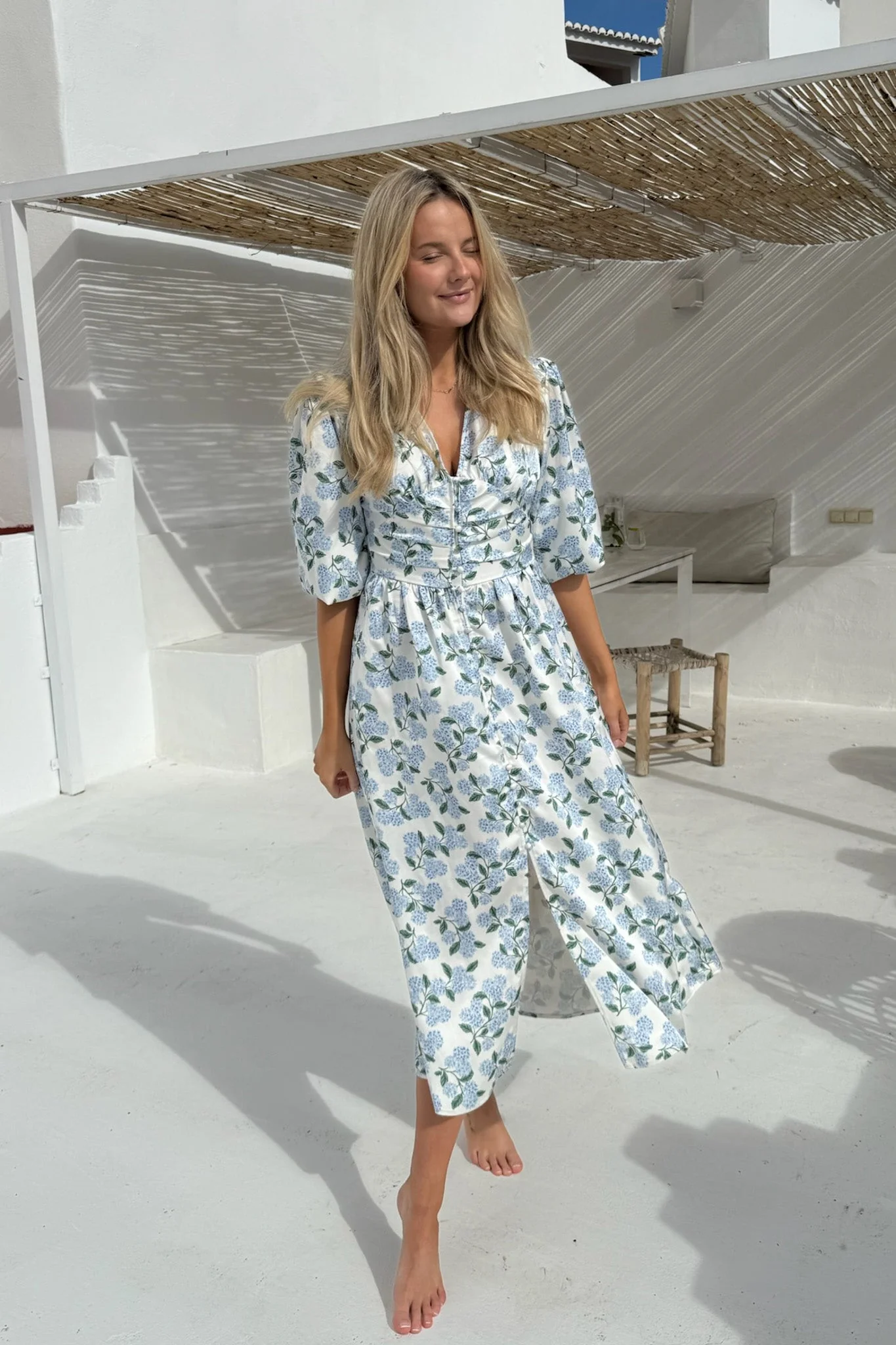 Adel Dress Blue Hydrangea Print - Image 11